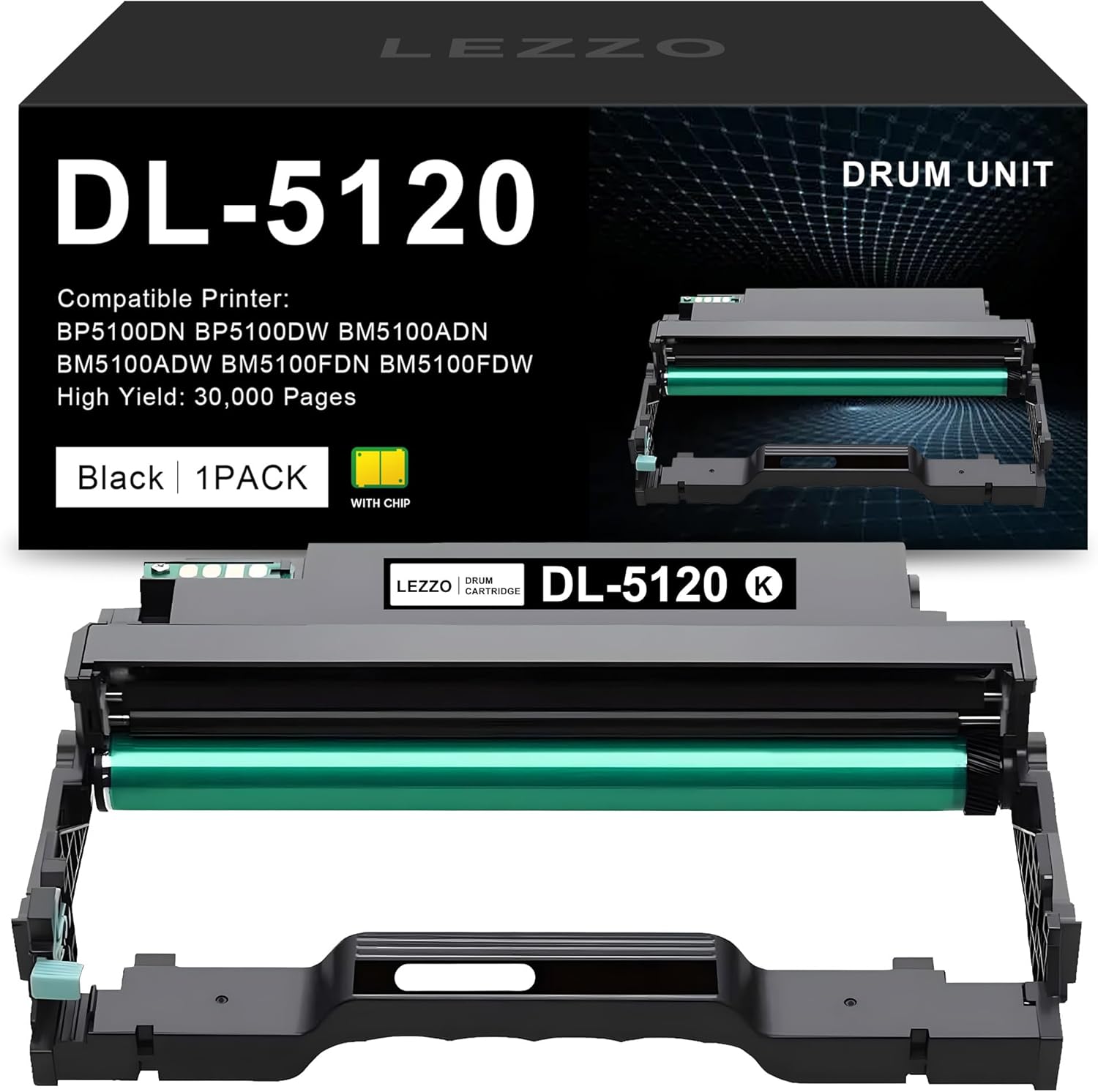 DL5120 DL-5120 Drum Unit 1-Pack Black Replacement for Pantum DL-5120 DL5120 Drum Unit for BP5100DN BP5100DW BM5100ADN BM5100ADW BM5100FDN BM5100FDW Printer (30,000 Pages)
