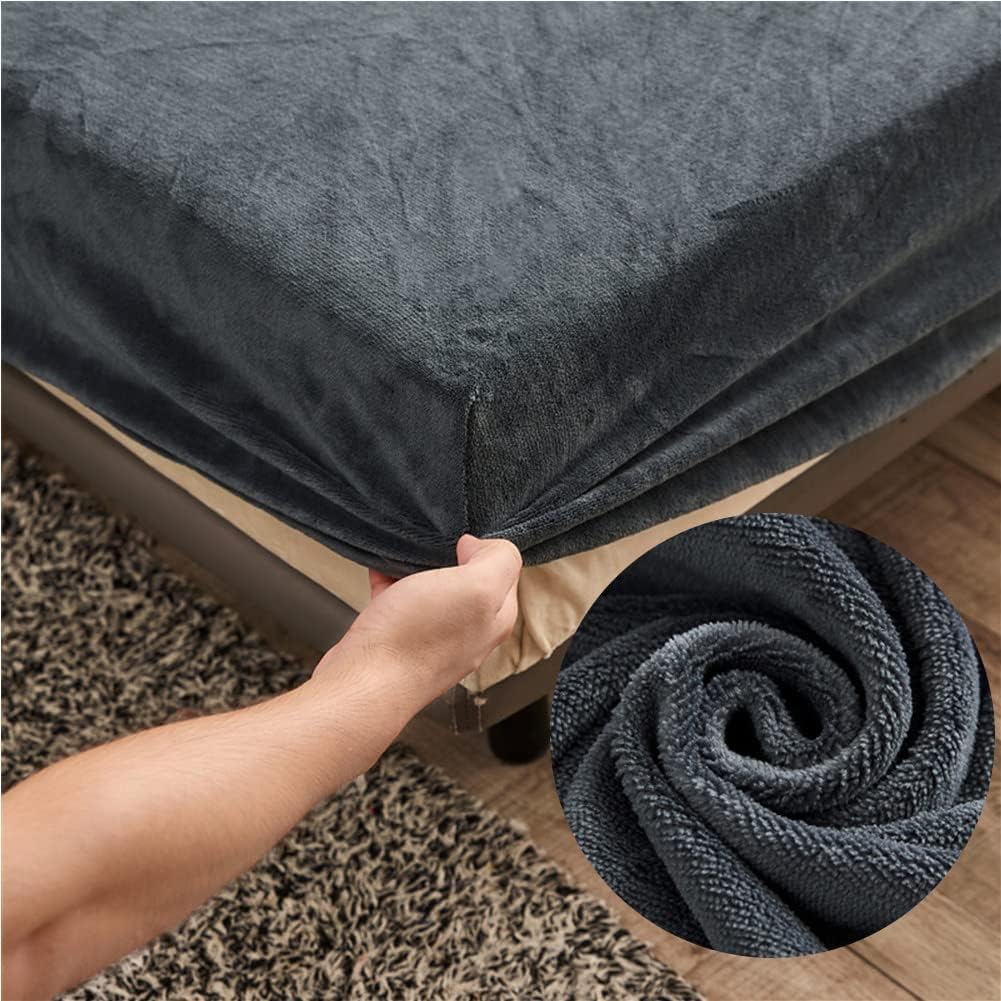 Drap-housse En Fausse Fourrure épaisse 150x200 Cm - Ultra Doux Et Chaud Pour L'hiver - Queen Size