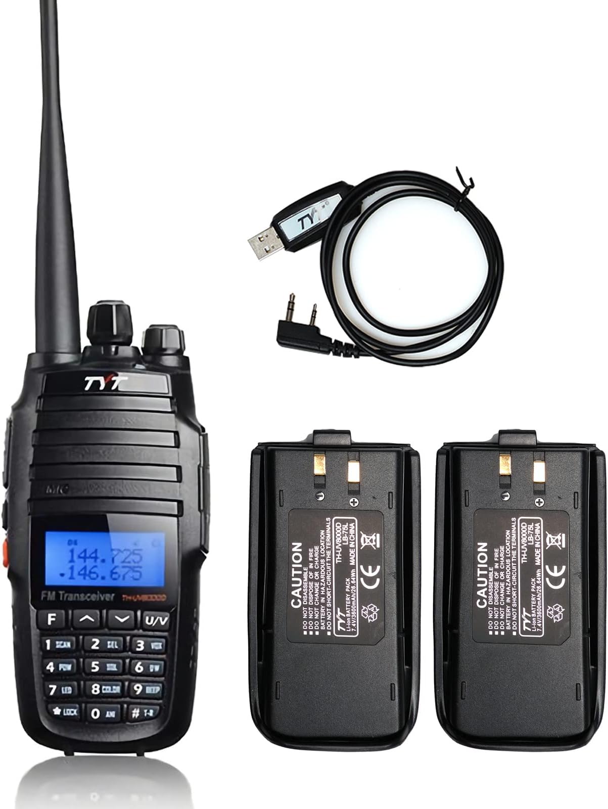 TYT TH-UV8000D High Power Dual Band Handheld Transceiver Cross-Band Repeater VHF/UHF 144-148mhz/420-450mhz Amateur Two Way Radio with Extra Backup Battery