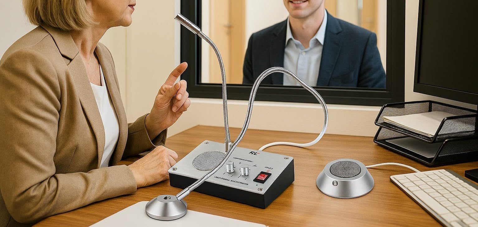 Interfono da Banco Due Vie con Microfono e Altoparlante | Sistema Intercomunicante Professionale per Sportelli, Banche, Uffici e Negozi | Audio Nitido e Installazione Facile – CW262