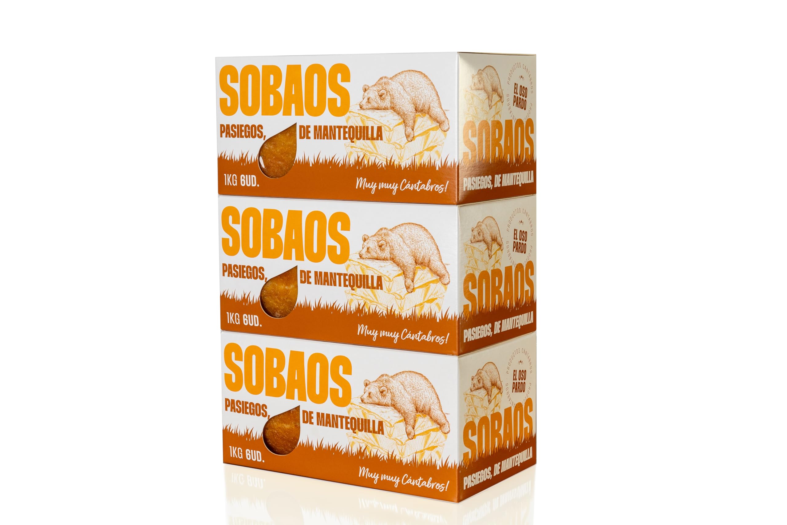 EL OSO PARDO Sobaos Pasiegos IGP - Receta Tradicional de Cantabria, Bizcocho de Mantequilla, 6 uds. Tamaño Mediano, Caja 500 g. — view 8