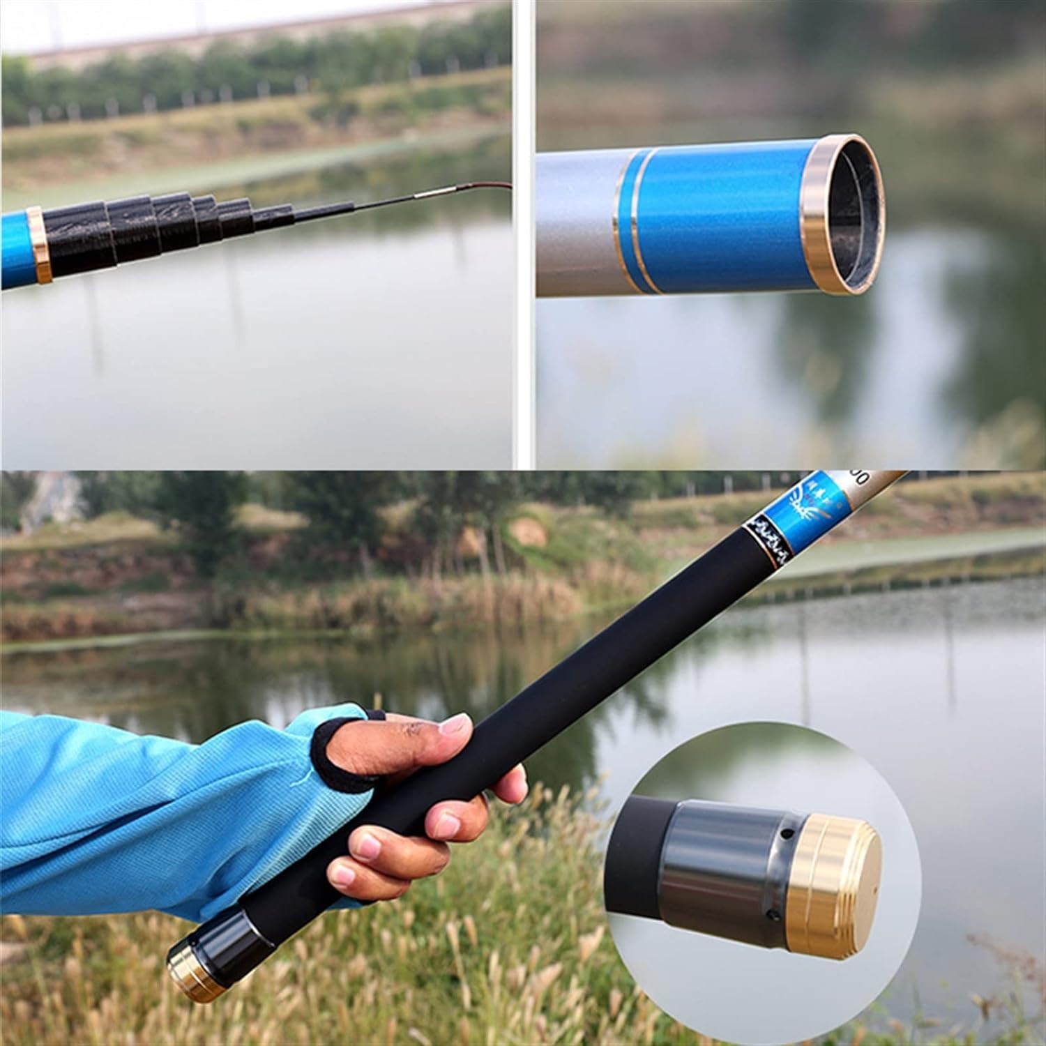Teleskop-Angelruten Ultraleichte Hartkohlenstoff-Stream-Angelruten Lange Handruten for große Fische Outdoor-Angelruten(9 M)