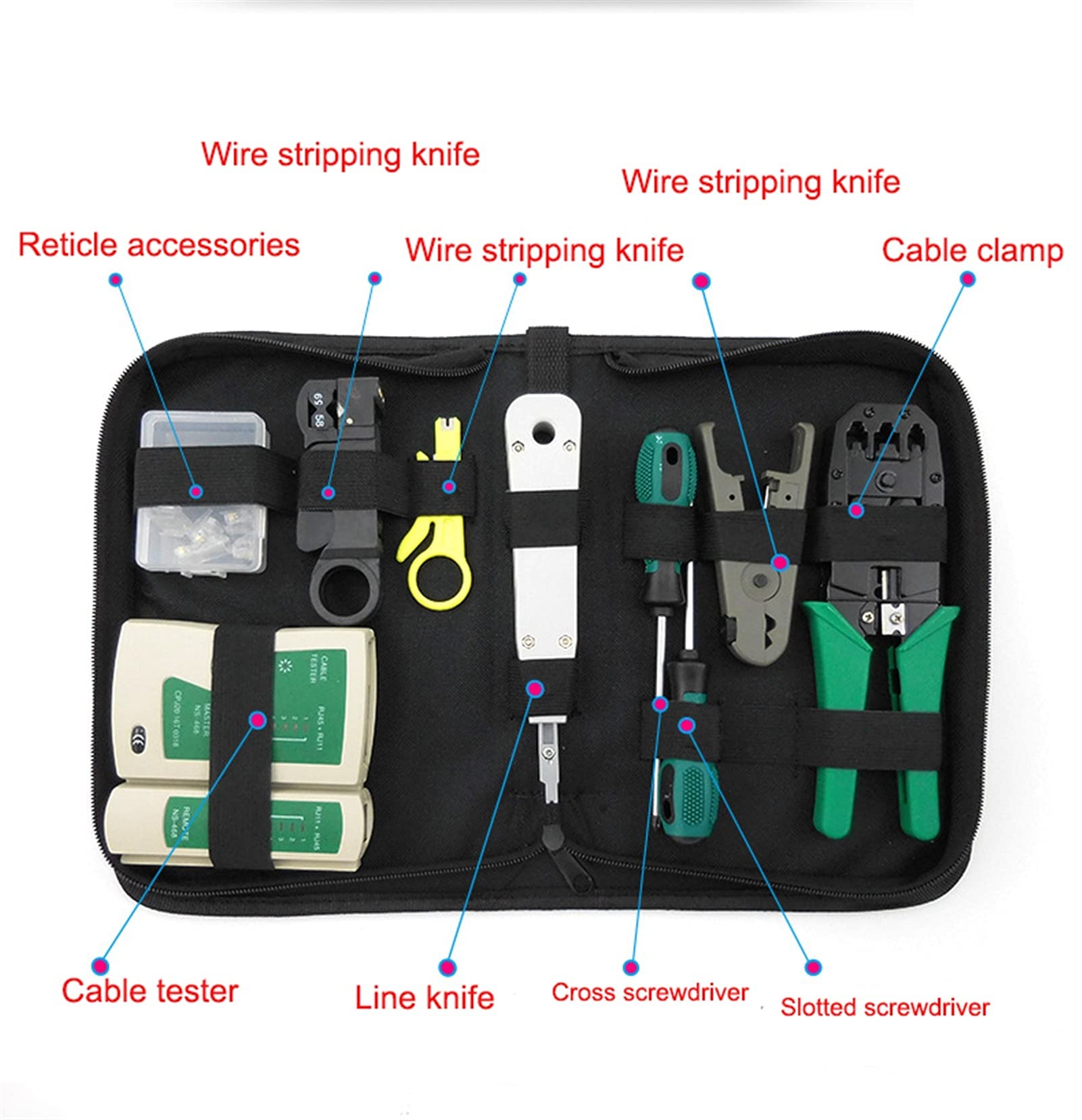 Pinza a crimpare per Cavi Pinze a crimpare per Cavi di Rete + Tester per Cavi di Rete Professionale RJ45 RJ11 RJ12 CAT5 UTP Tester per Cavi LAN Pinza a crimpare, crimpatrice termina