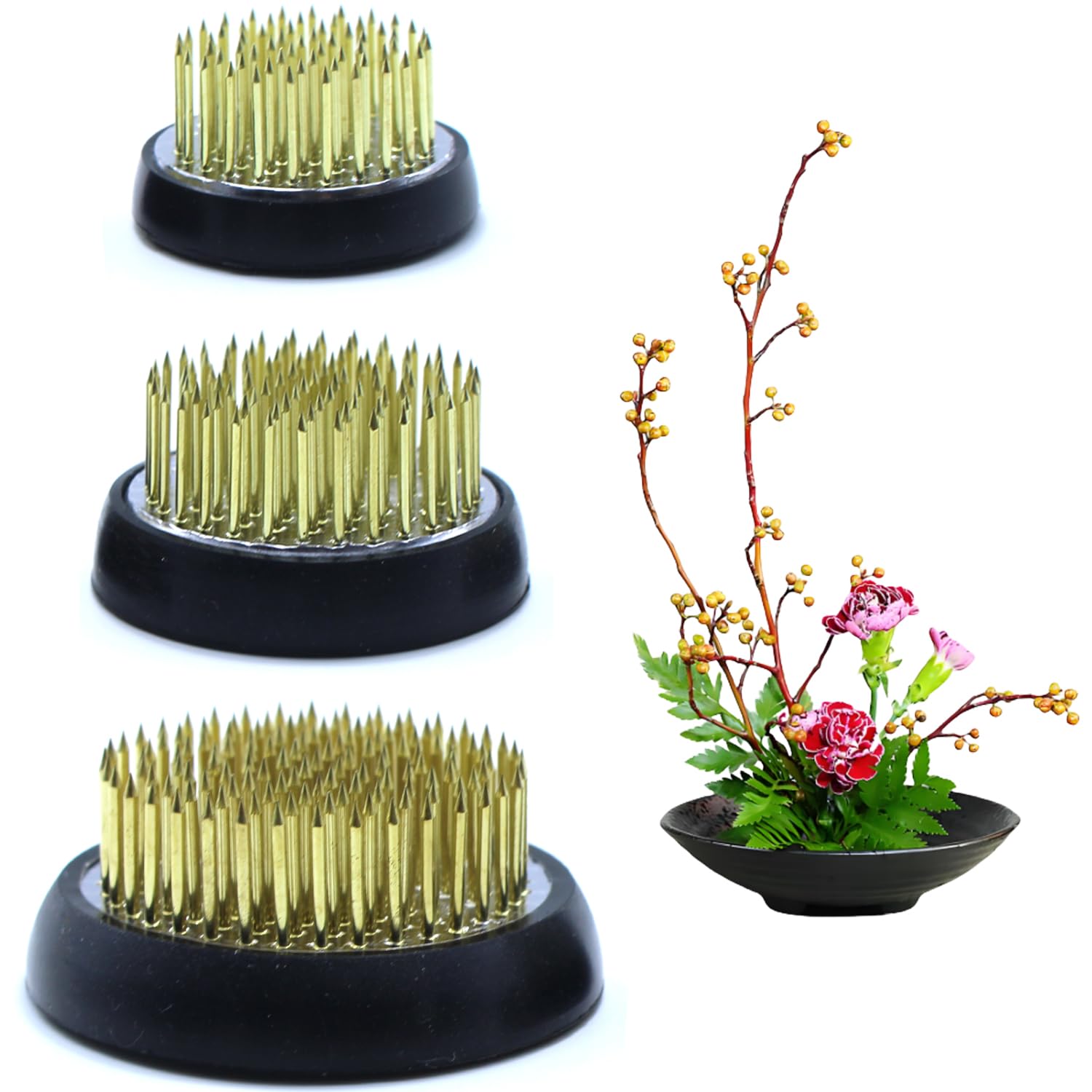 Amazon.com: Kenzan Flower Frog Set, 3 Pcs Ikebana Stem Holder with