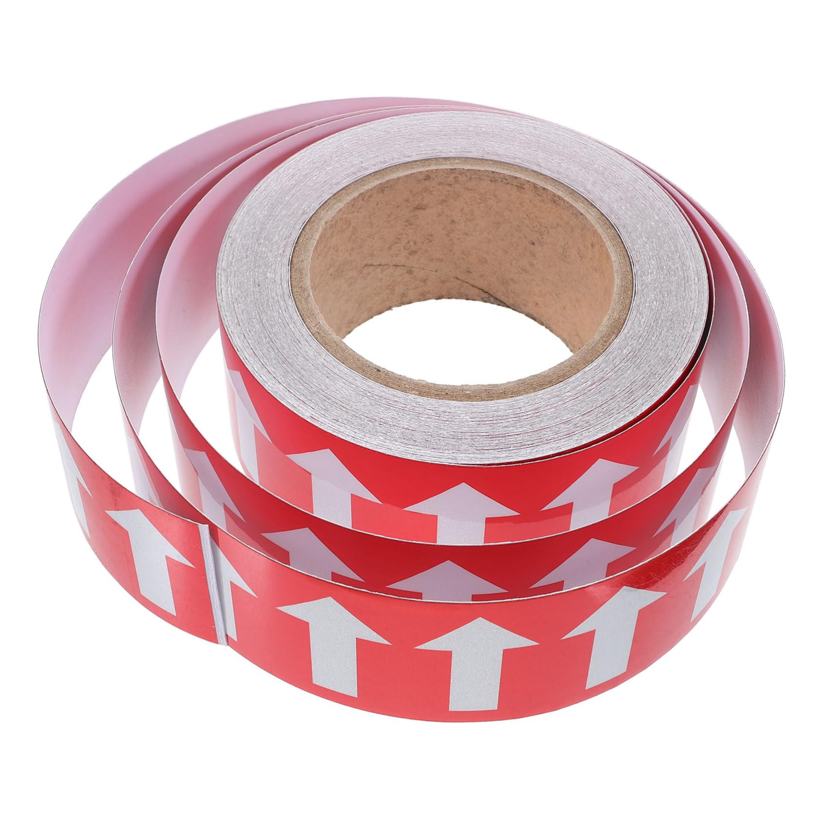 ULTECHNOVO Nastro Adesivo a Freccia Direzionale 50mm x 20m, Adesivo Autoadesivo in Polistirene Rosso Freccia Bianca, Visibilità Riflettente Per Segnaletica Tubi e Impianti Industriali
