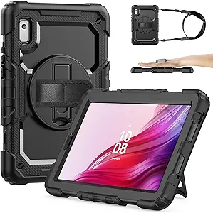 SIBEITU Case Compatible with Lenovo Tab M9 TB-310FU 2023 with Screen Protector Pen Holder, 9.0 Inch Three Layer Drop-Proof Protection Case with 360°Rotating Stand &Strap for Lenovo Tab M9
