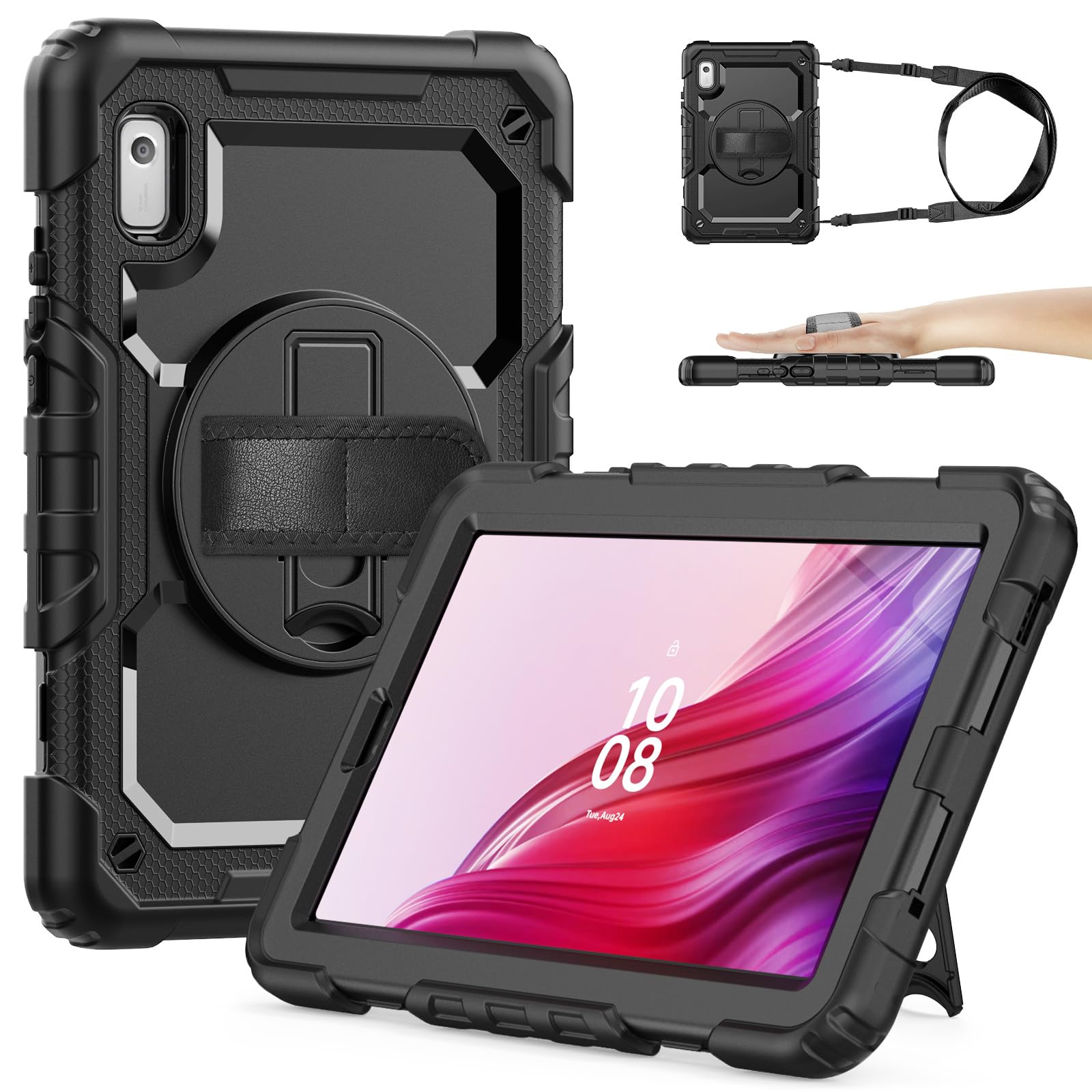 SIBEITU Case Compatible with Lenovo Tab M9 TB-310FU 2023 with Screen Protector Pen Holder, 9.0 Inch Three Layer Drop-Proof Protection Case with 360°