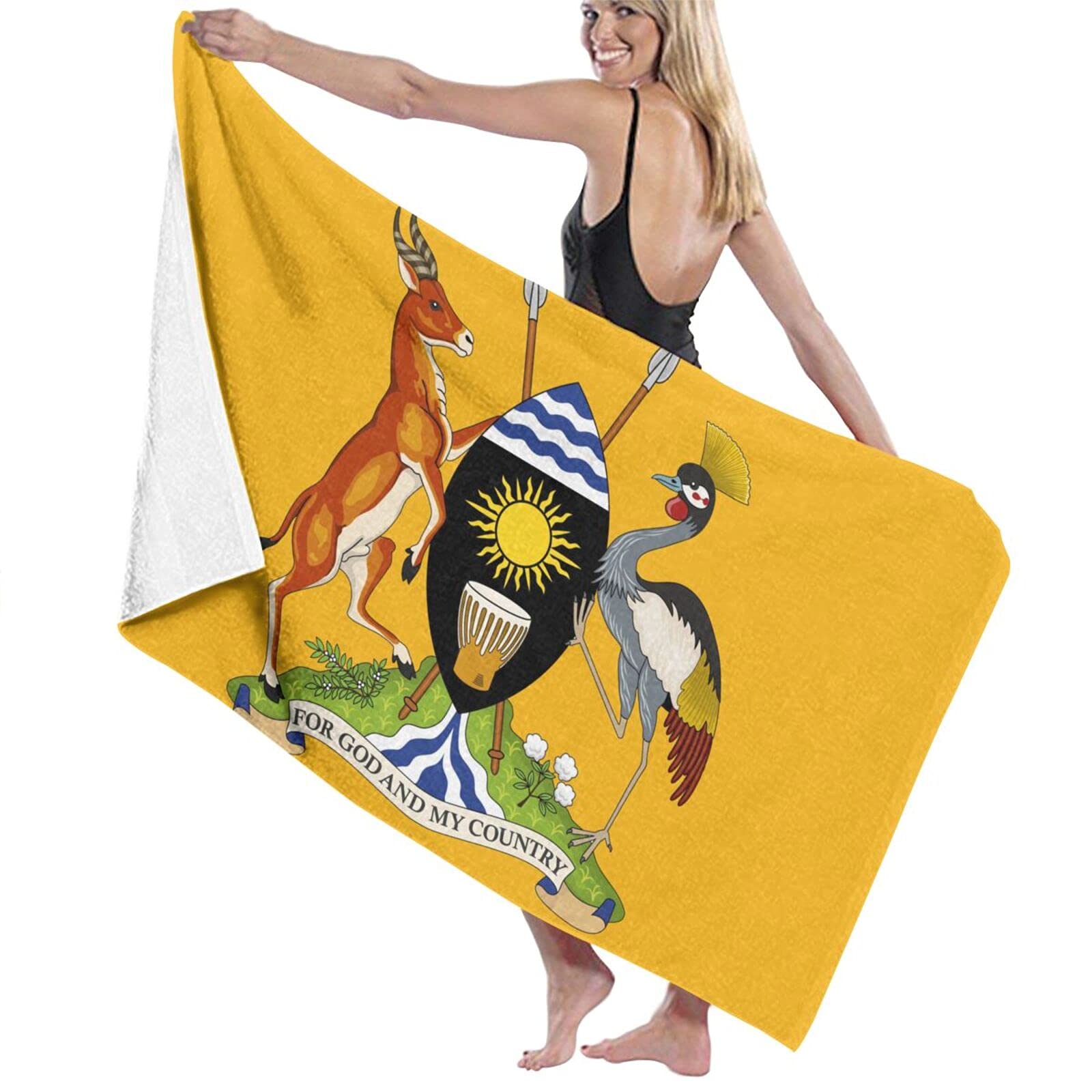 Amazon 輸入する 軽薄 バスタオル スポーツバスタオル おしゃれ ビーチタオル お風呂タオル ウガンダの旗 2 抗菌防臭 スイムタオル 海水浴 ホテル仕様 バスタオル ビーチマット 旅行用 ソフトタオル バスタオル ホーム キッチン オンライン通販