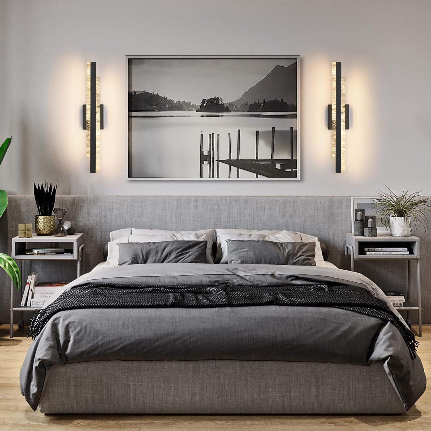 Modern Bathroom Vanity Light: Matte Black 24 inch 28W Dimmable LED Bath Bar Light Fixtures Over Mirror - Wall Sconce Picture Lights for Paintings Cabinets Bedroom 3000k