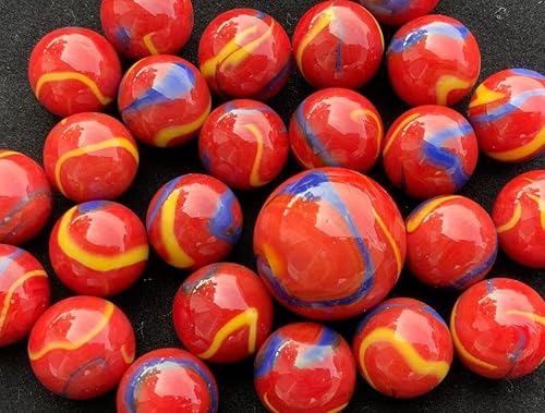 Miniatura 5 de 25 canicas de vidrio guacamayo escarlata rojoazulamarillo Superman estilo clásico paquete de juego (24 jugadores, 1 tirador) decoraciónrelleno de