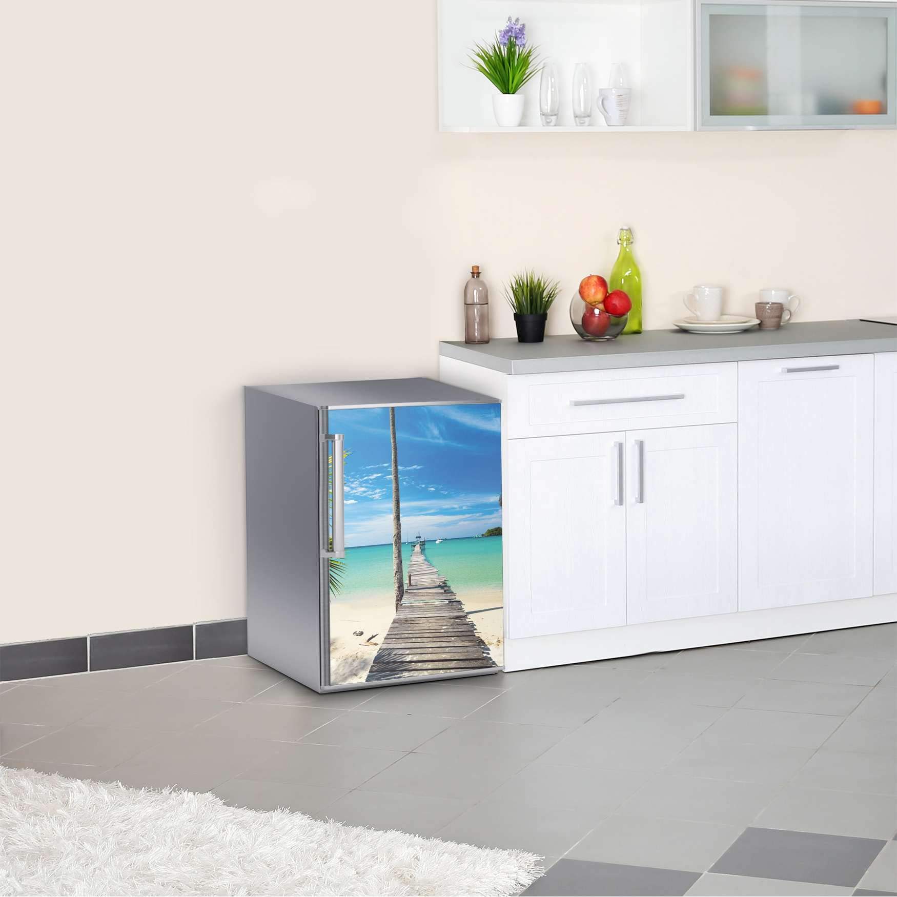 Kühlschrank Foto-Tapete I Dekofolie für Kühlschrankfront - Klebesticker Aufkleber selbstklebend I Dekoration Küche - Design: Blue Water