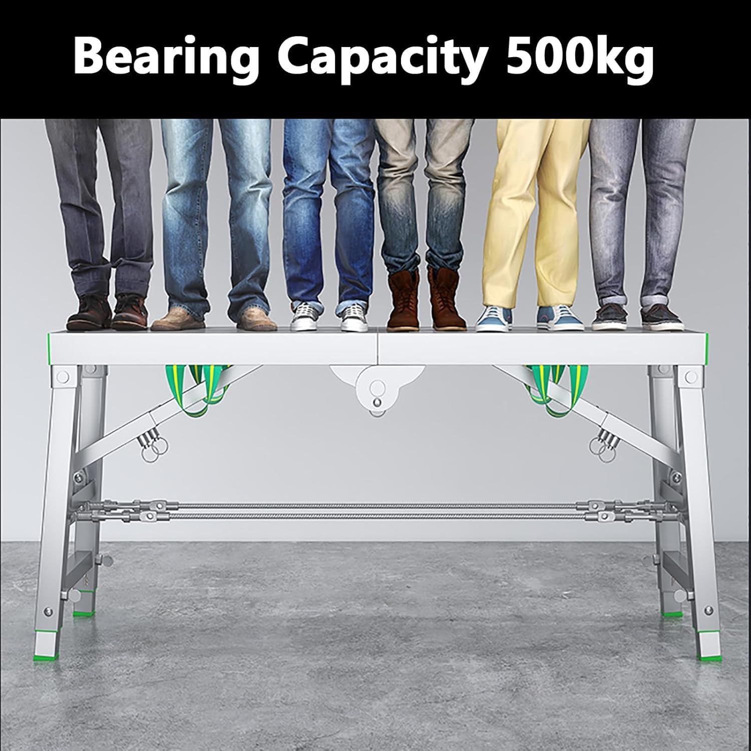 Andamio portátil de Alta Resistencia con Plataforma y Escalera, Capacidad de 500 kg (1120 lbs). Ideal para poda de Jardines y Limpieza de autocaravanas. Andamio de Acero de 180 x 30 cm.