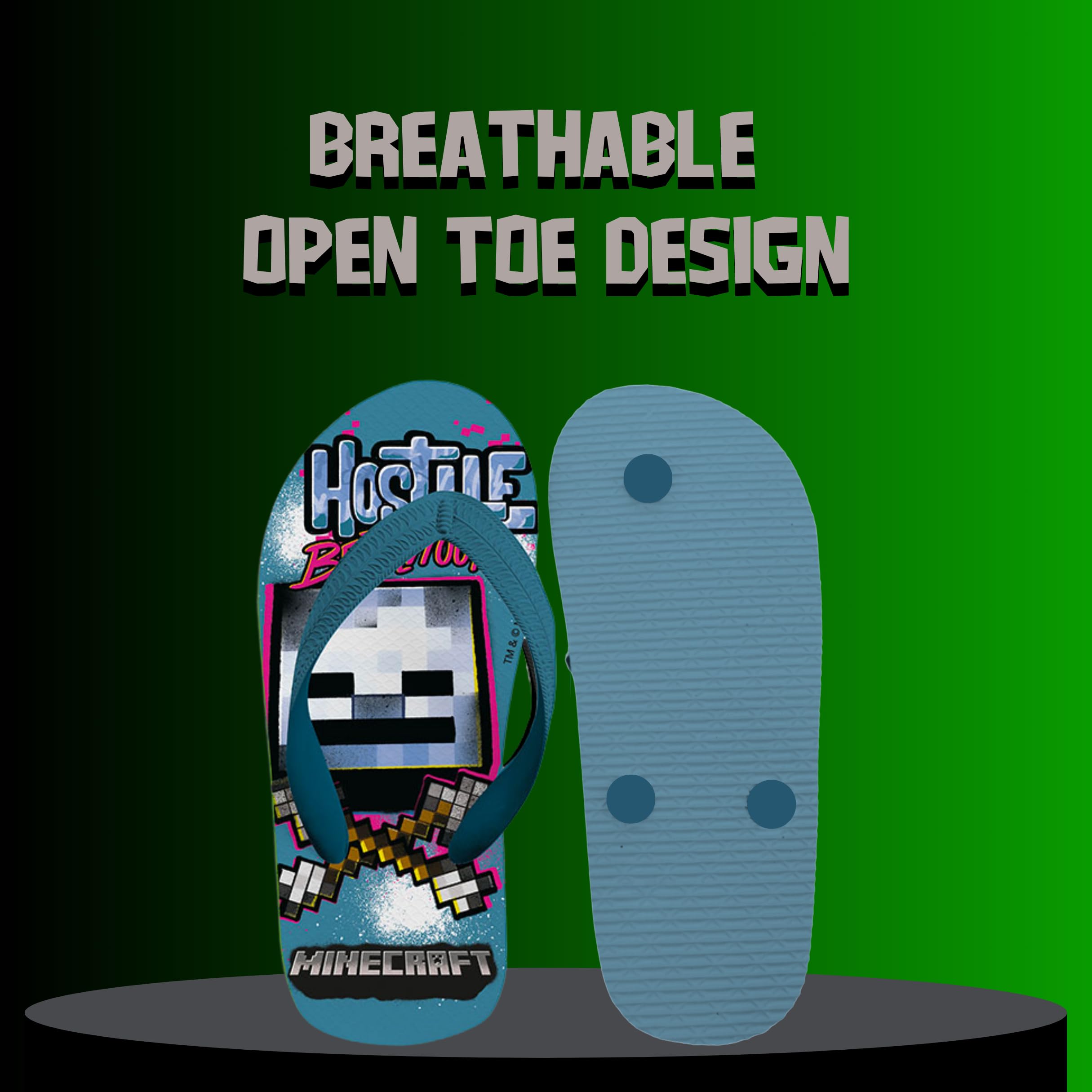 Minecraft Kinder Flip Flops, Klassisch und Leicht, Geschenk Sandalen für Jungen, Größen EU 27 bis 34