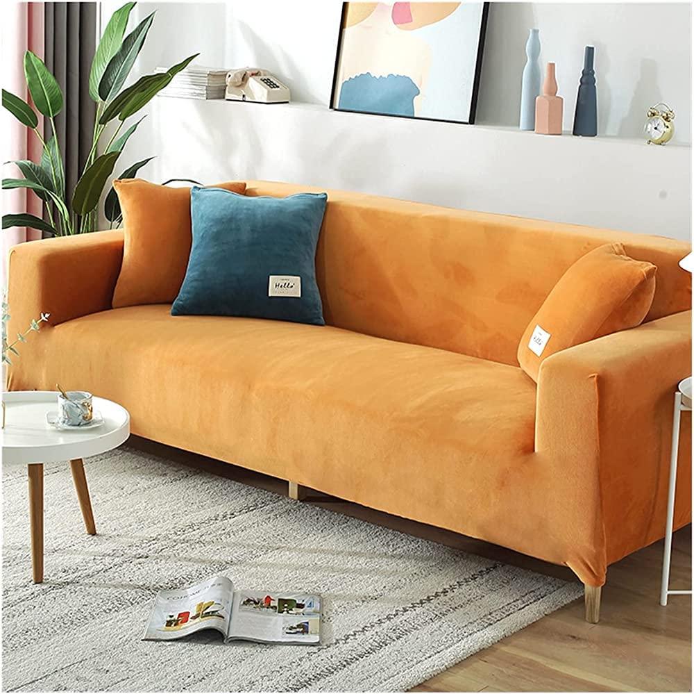 MGEMJMJ Sofa Slipcovers，Living Room Velvet Sofa Cover Thickened Modular Sofa Cover Elastic Cover Sofa Cover(Size:2 seats (145-185cm),Color:D)