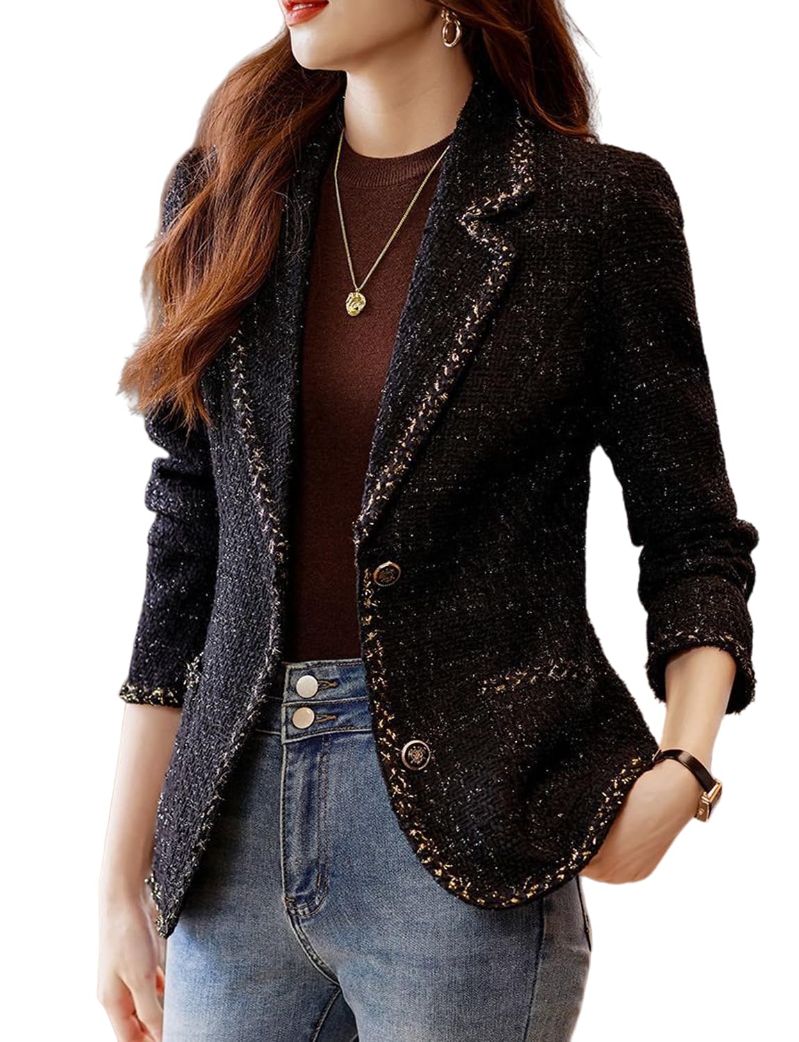 Cropped Blazers for Women Business Petite Office Long Sleeve Casual Suit Dress Jacket for Party JNZJK006