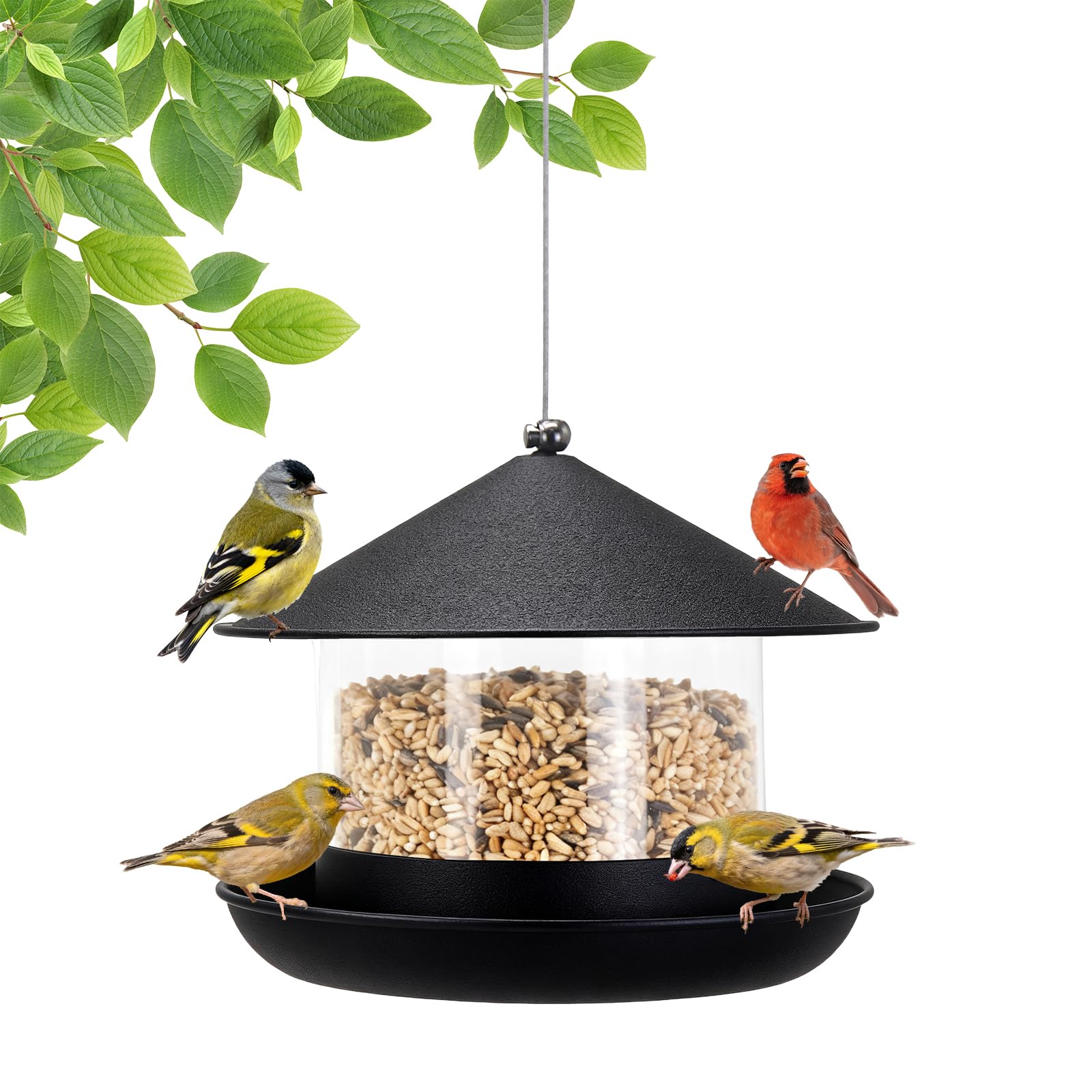 Photo 1 of QZLOHOM Wild Bird Feeder, Large Capacity Hanging Bird Feeder with Multiple Suspension Options, Black (Black)