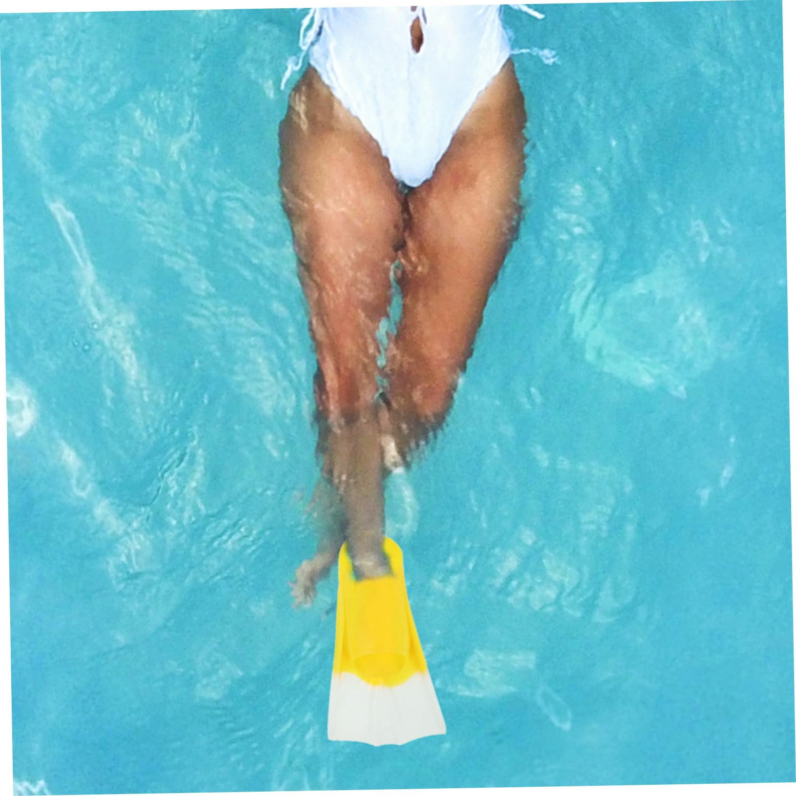 Pinne da Immersione Corte in Silicone 2 Pezzi Giallo Bianco | Adulti, Uso Mare e Piscina, Leggere e Flessibili, Formato Pratico da Portare