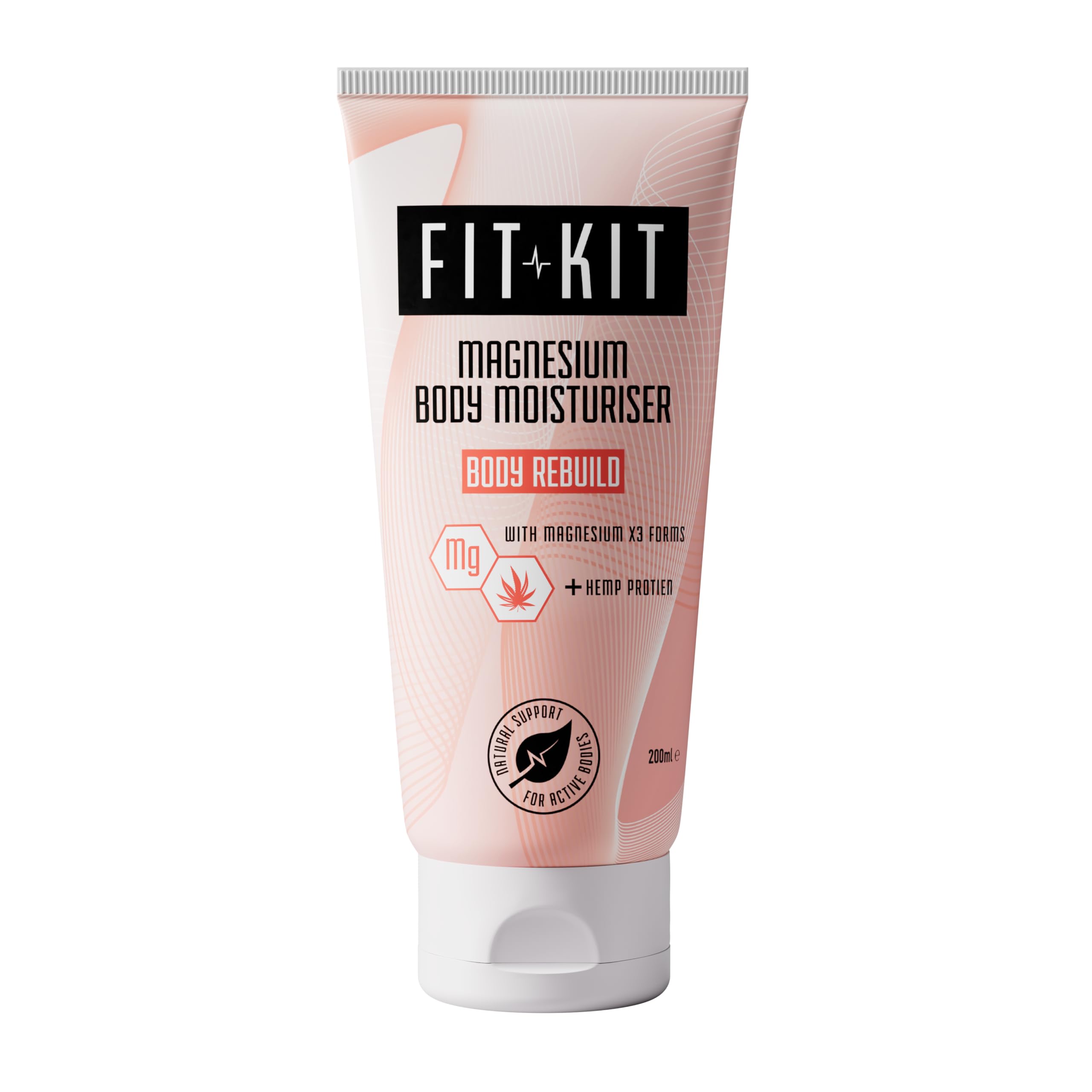 Fit Kit Magnesium Post Exercise Body Moisturiser | After Workout Hydrating Repair Lotion for Muscle Recovery & Dry Skin | 3 Forms of Mg & Hemp Protein | Natural Skincare for Men & Women | 200ml