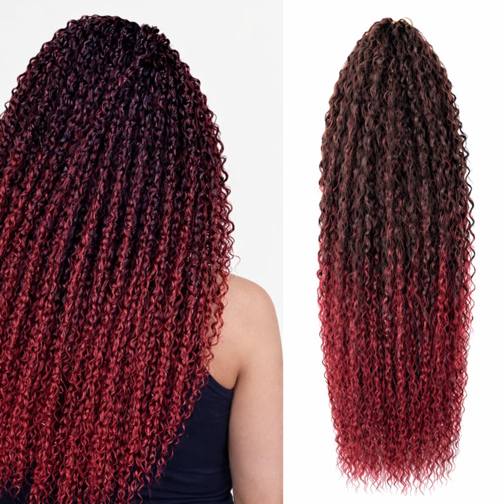 Brazilian Curly Hair Boho - extension per trecce a crochet capelli dall’ aspetto naturale - Kanekalon Premium 600 grammi divisi in 5 pezzi + cuffia da notte in raso in omaggio (T-BUG, 60cm 24")
