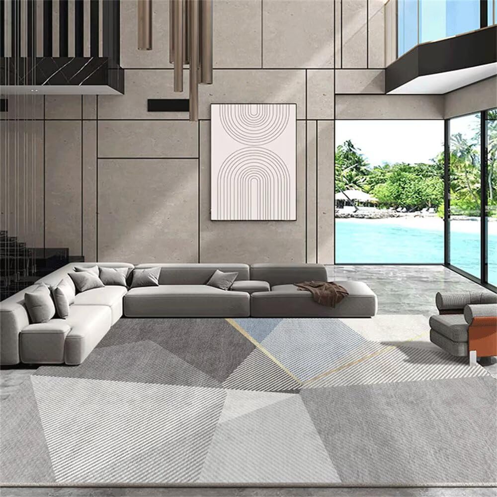 Tapis de couloir long 70x200 grand tapis salon bleu crème gris rectangle maison