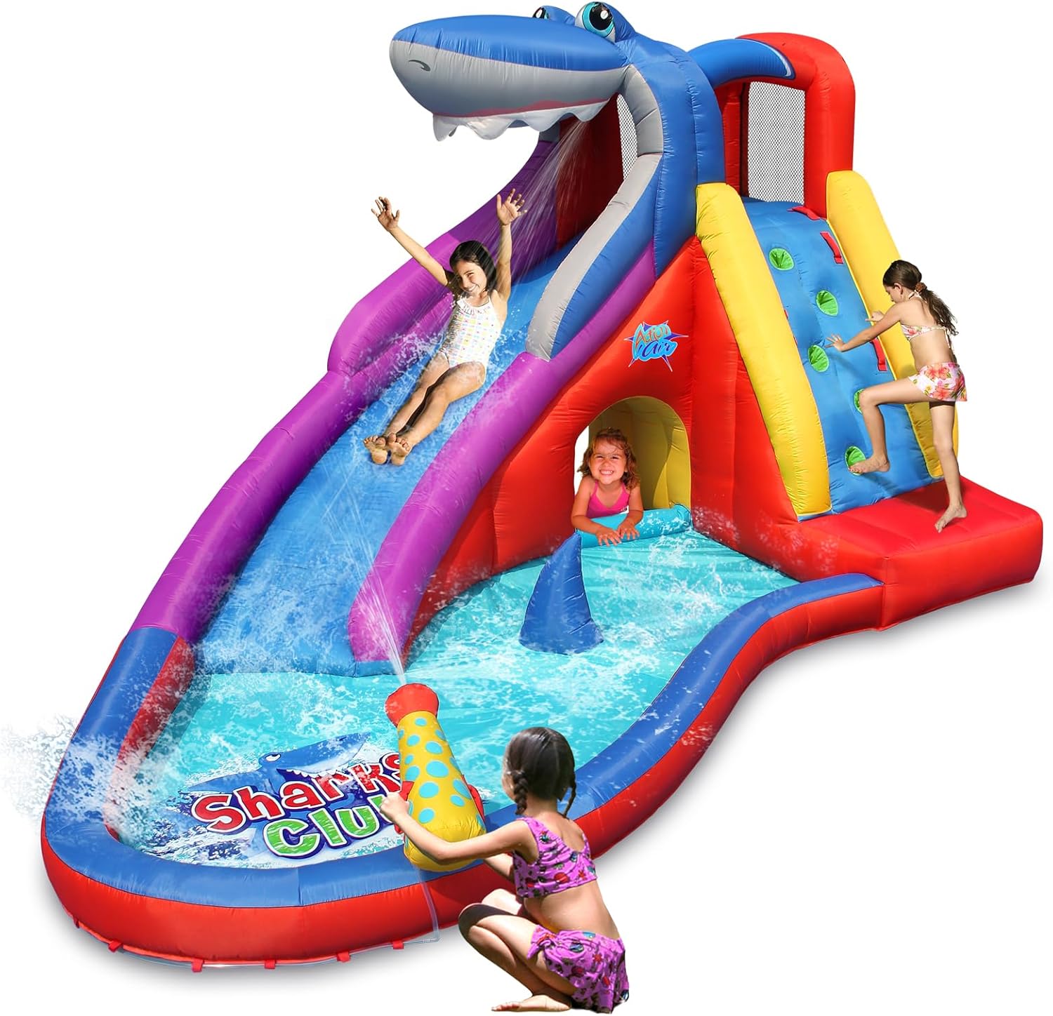 ACTION AIR Inflatable Water Slide, Shark Bounce House with