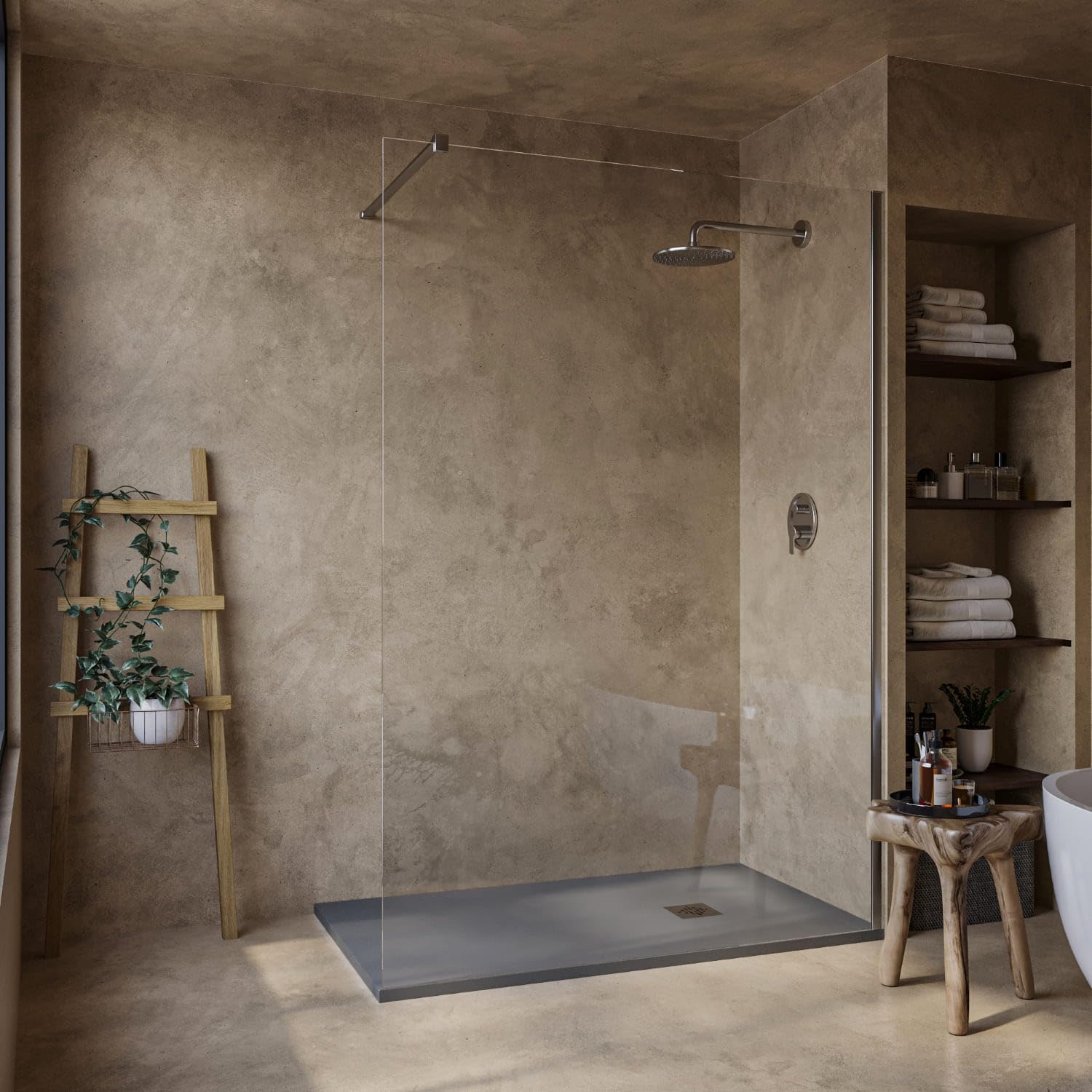 SOULHOME Brodzik prysznicowy– Żywica– Gel Coat– Gładki Jedwab tekstura – Antypoślizgowy – Kolor cementowoszary – 110x90- Niski 3 cm– Z dodatkowym syfonem – Standard