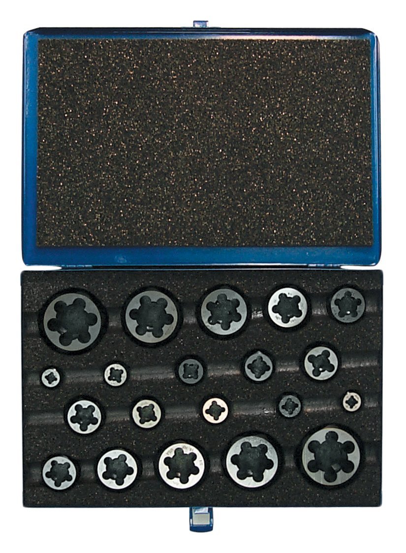 Greenfield Threading 403595 Hexagon Rethreading Die Set, Carbon Steel, Uncoated (Bright) Coating, Right Cut, 20-Piece
