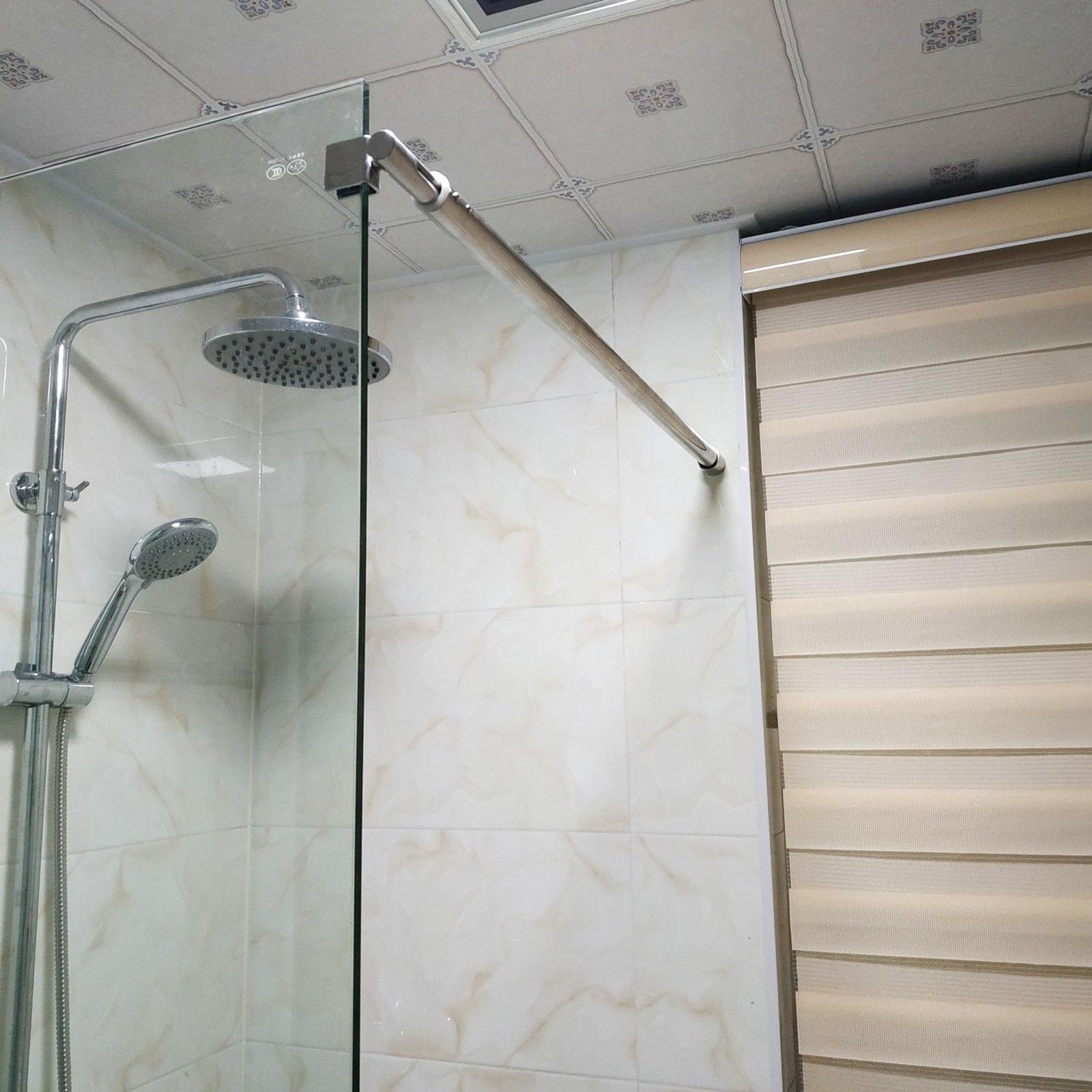 Bathroom Glass Fixed Support Arm Silver, Frameless Panel Stabilizer Brace for 5/16" to 1/2" Thick Glass, Telescopic Shower Screen Fixed Rod(1 pcs,30-50cm(11.8-19.7in))