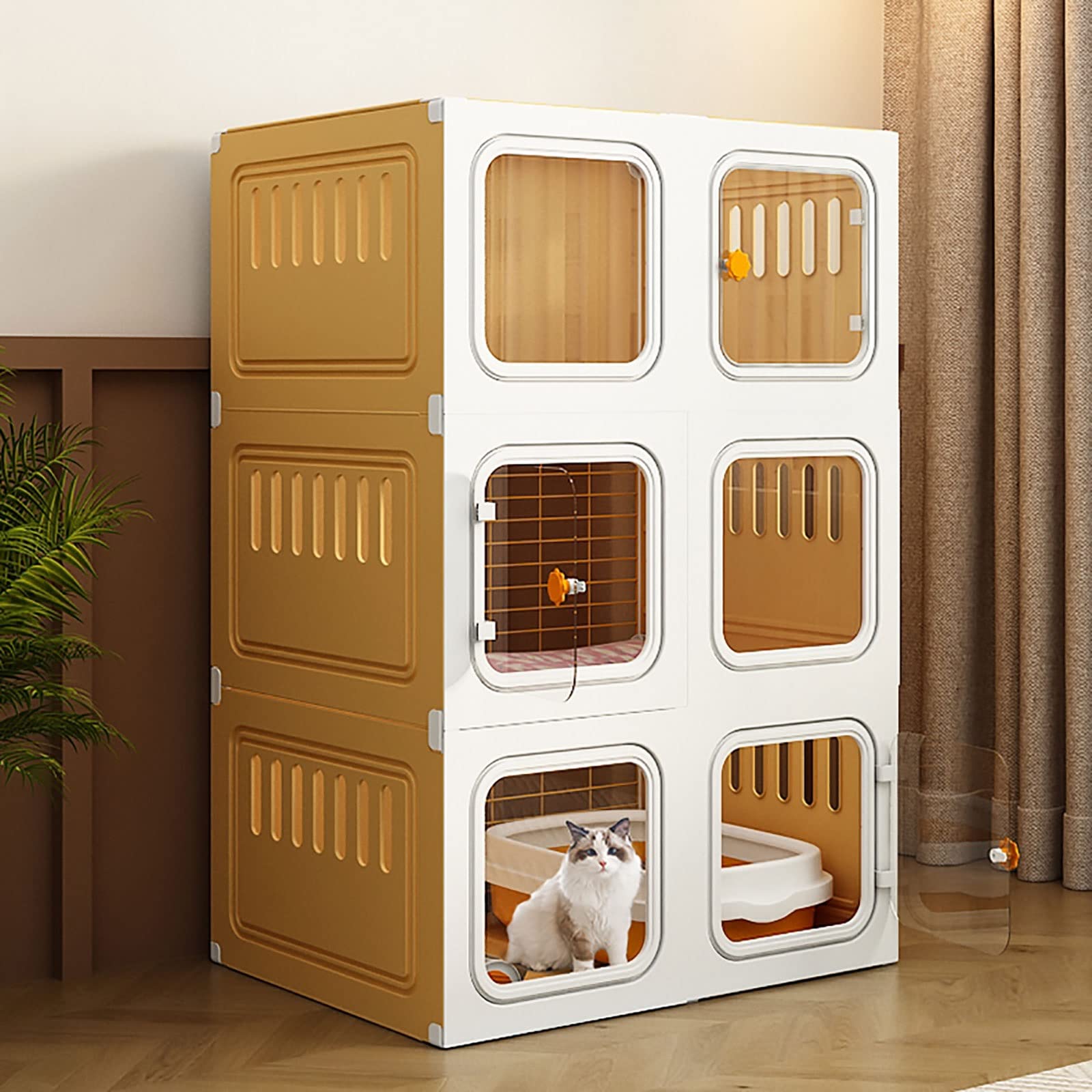 Gabbia per Gatti da Interno, Gabbie per Gatti, recinti per Gatti da Esterno, Gabbia per Piccoli Animali, mobiletto per Gatti Semi-Chiuso Staccabile, Grande Spazio per Esercizi Ideale per 2-3