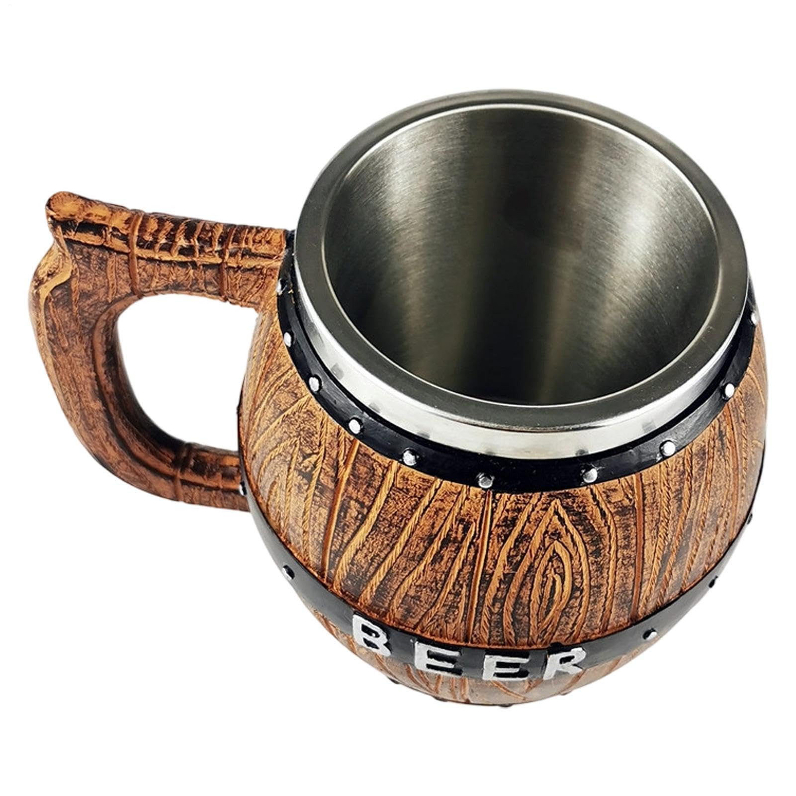 Jarra cervecera de acero inoxidable con diseño vintage de madera 550ml