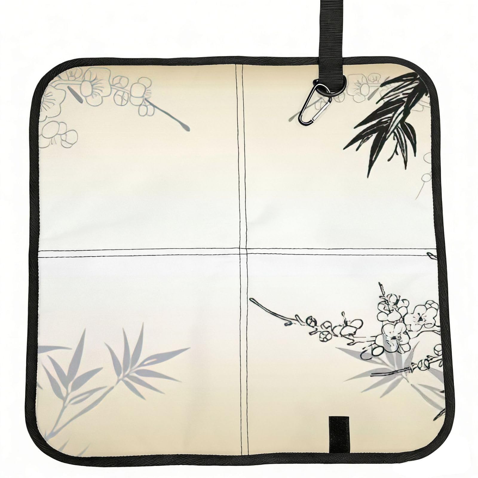 bghdfa Bamboo And Cherry Blossoms Tree Zen Print Outdoor Sitting Mat Waterproof Oxford Cloth Seat Cushion Folding Foam Camping Seat For Picnic