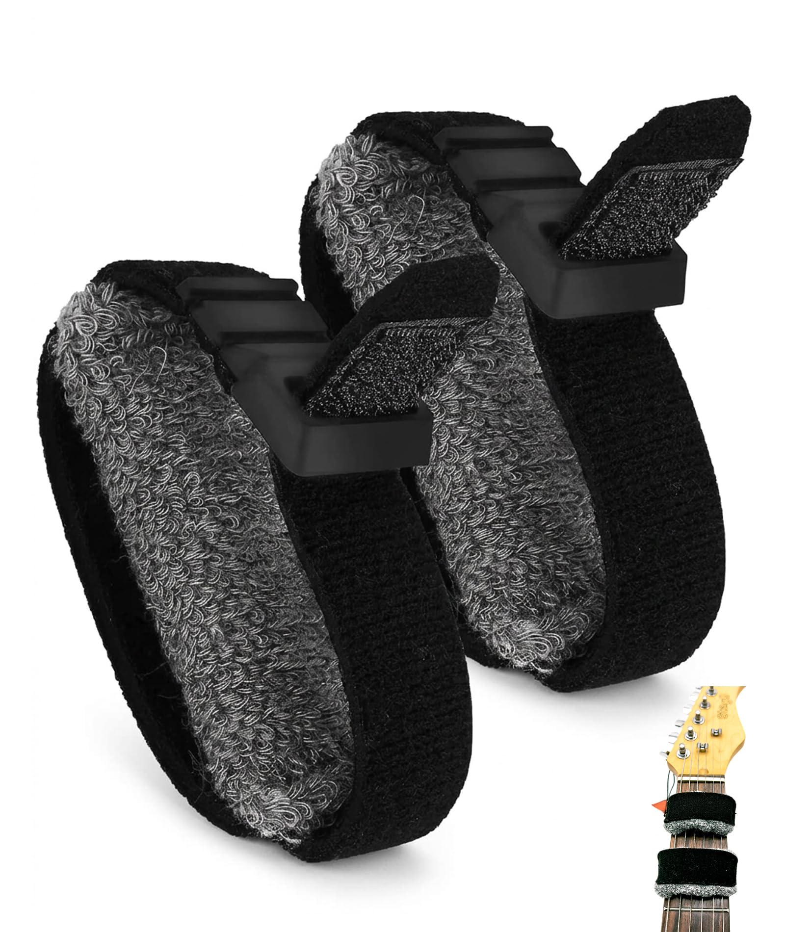 2-Pack Guitar Fret Wrap, Black String Mute Dampener for Eliminating Overtones, Essential Electric Guitar Accessories for Guitarists and Musicians-image-6