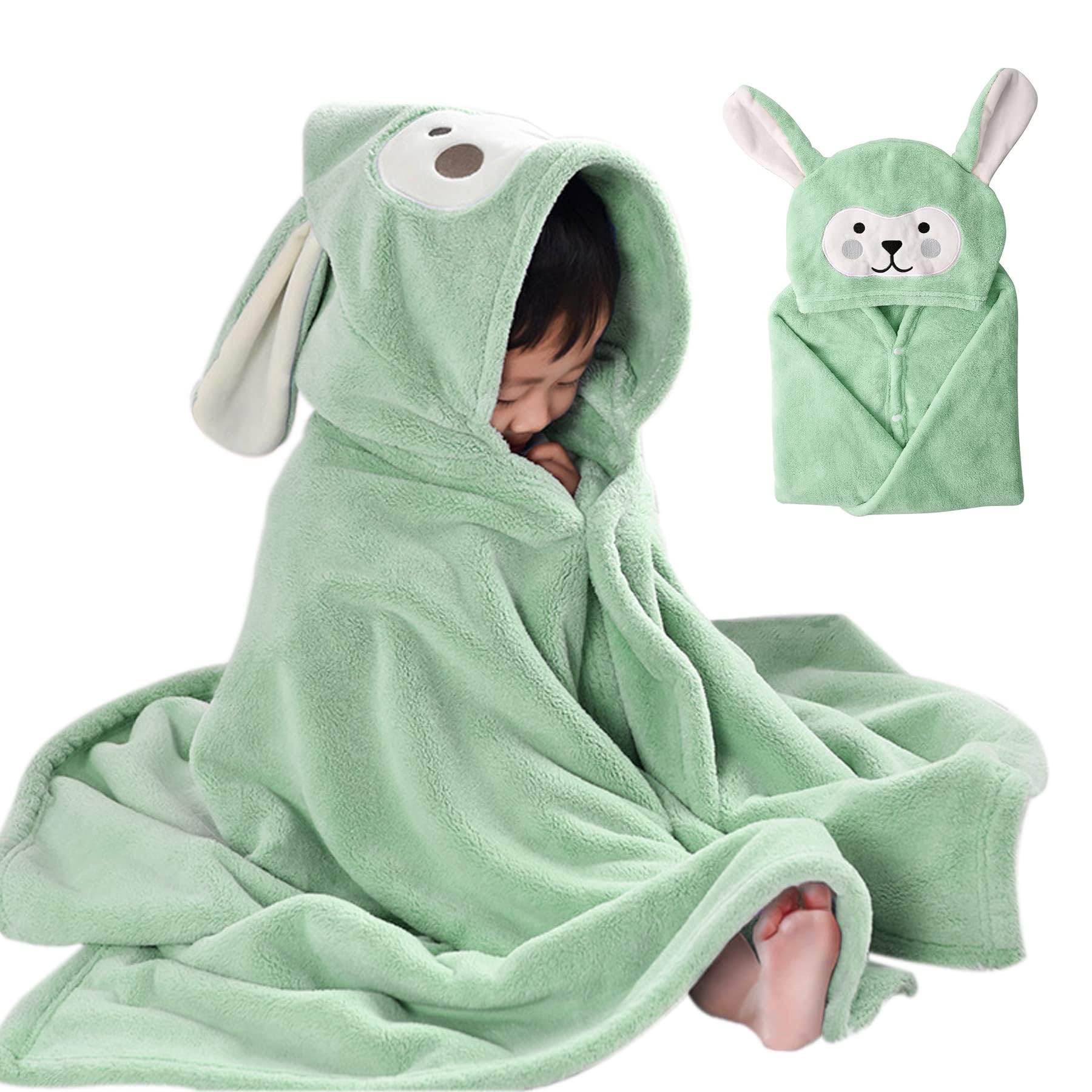 Shengruili Baby Handtuch Kapuze,70X140cm Kapuzenhandtuch Baby,Super Saugfähig Kleinkinder Badetücher,Badetuch Set,Badetücher Kapuzenhandtuch,Badetuch mit Kapuze