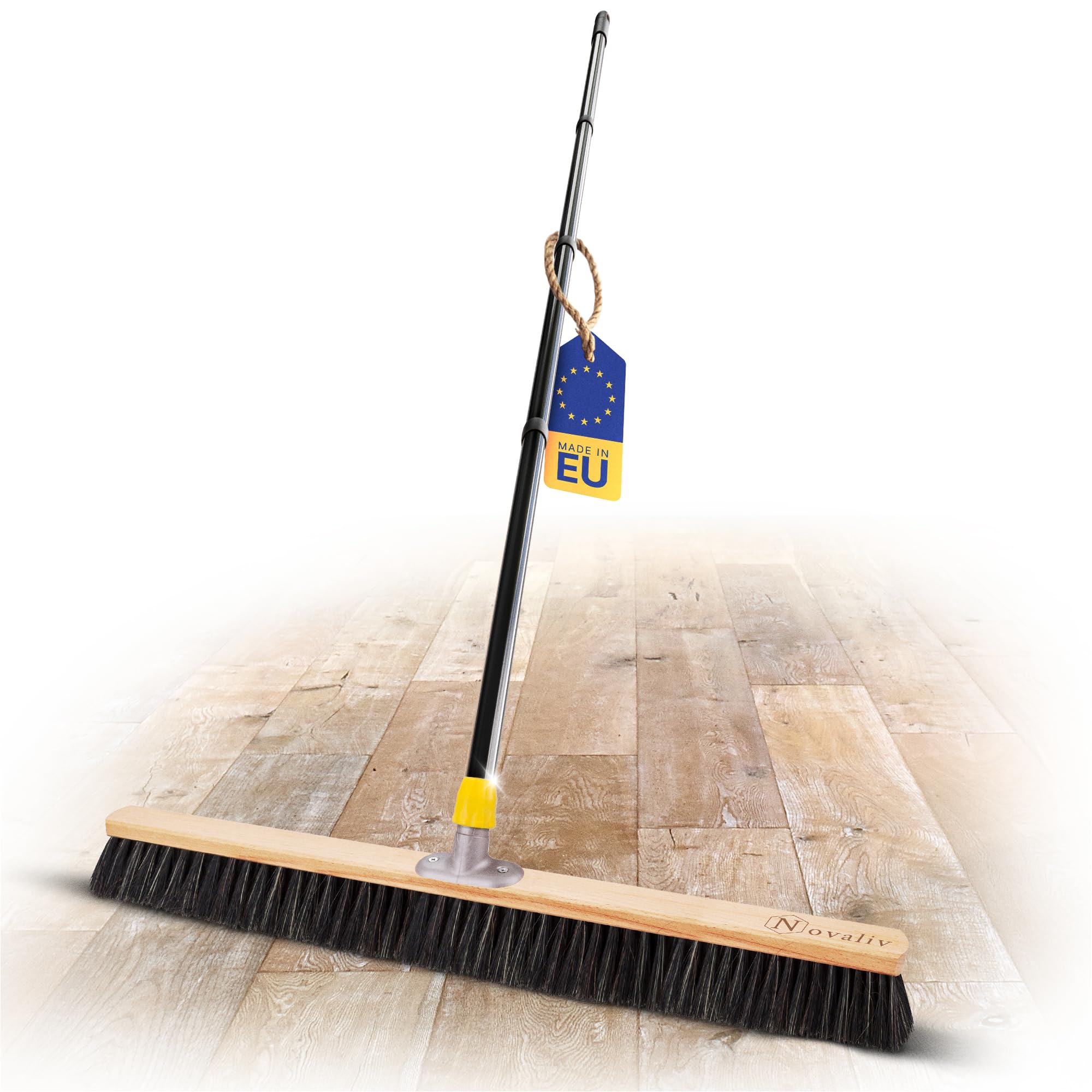 Novaliv Grand Balai de 80 cm avec Manche, Poils, Mélange de Poils, Balai Fin, Idéal pour Atelier, Industriel, Intérieur, Cheveux