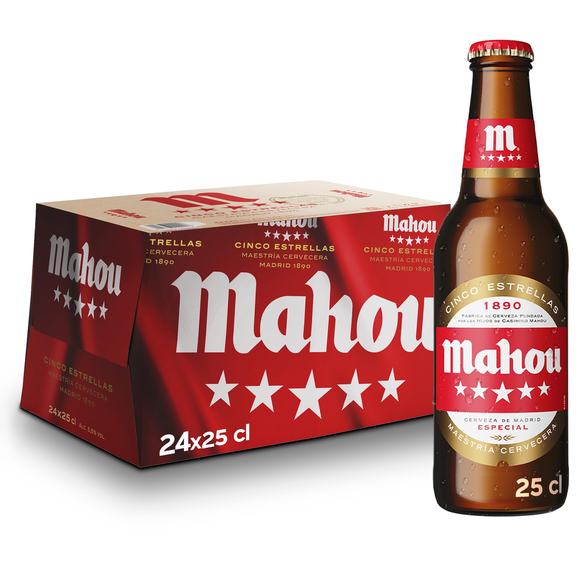 Bier Mahou 5 Sterne 24x25cl (Pack 24 Flaschen)