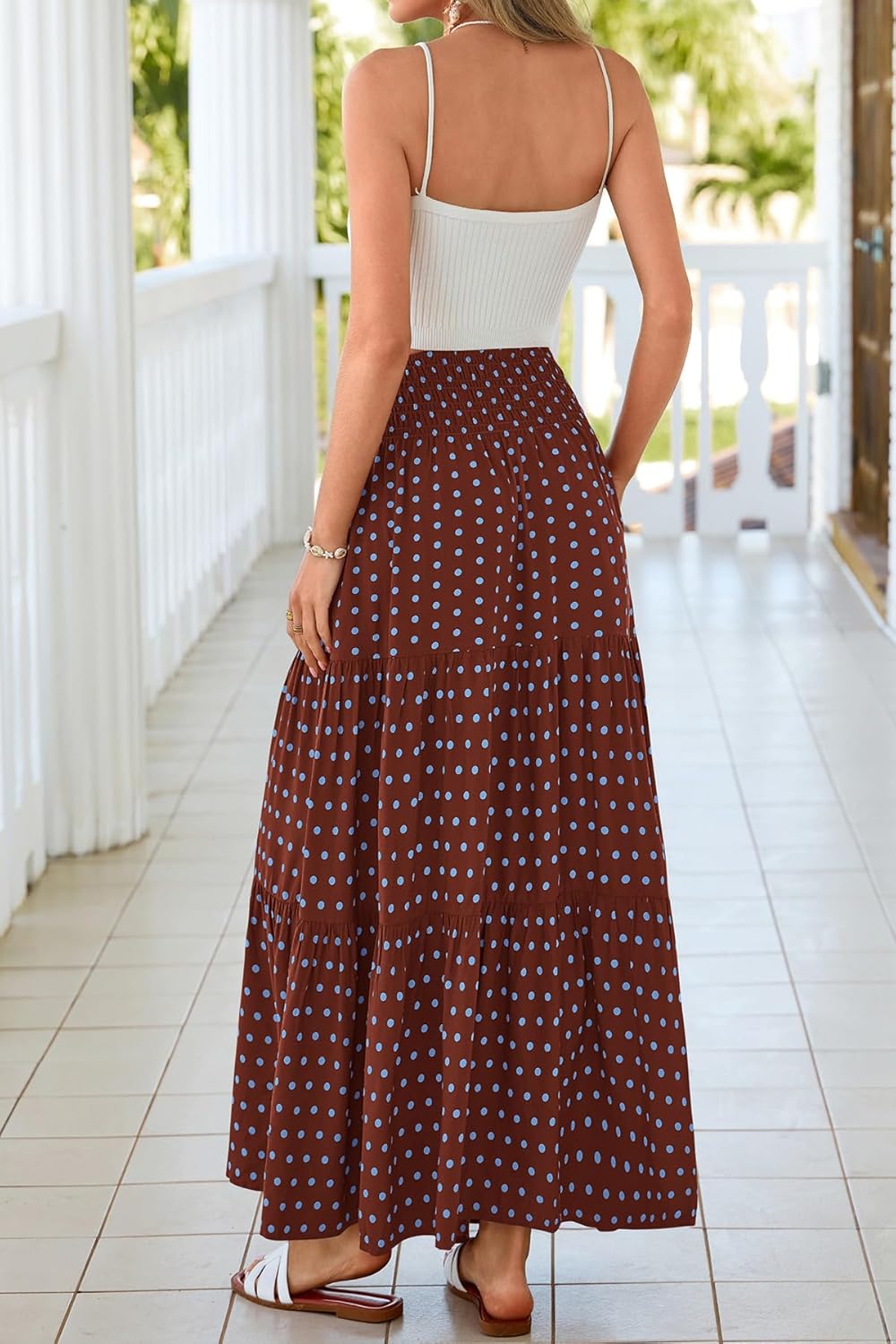 CFLONGE Summer Maxi Skirts for Women 2026 Fashion Boho Long Skirt Trendy Floral High Waist A Line Beach Skirt Vacation Outfit - Image 5