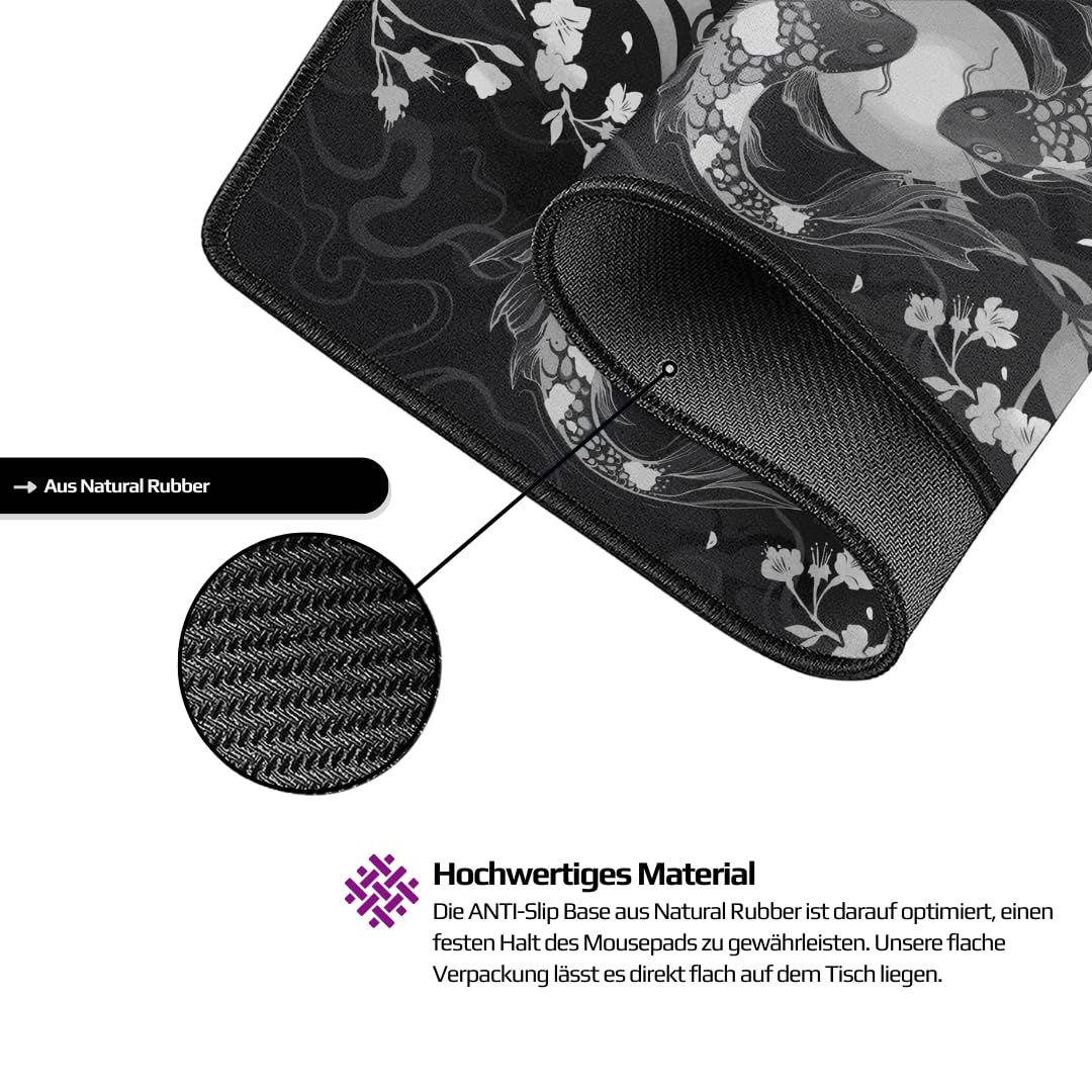 Nyfter - XXL Gaming Mauspad Nyfpad - 900x500mm Koi Premium Gaming Mousepad (Blossom-Black)