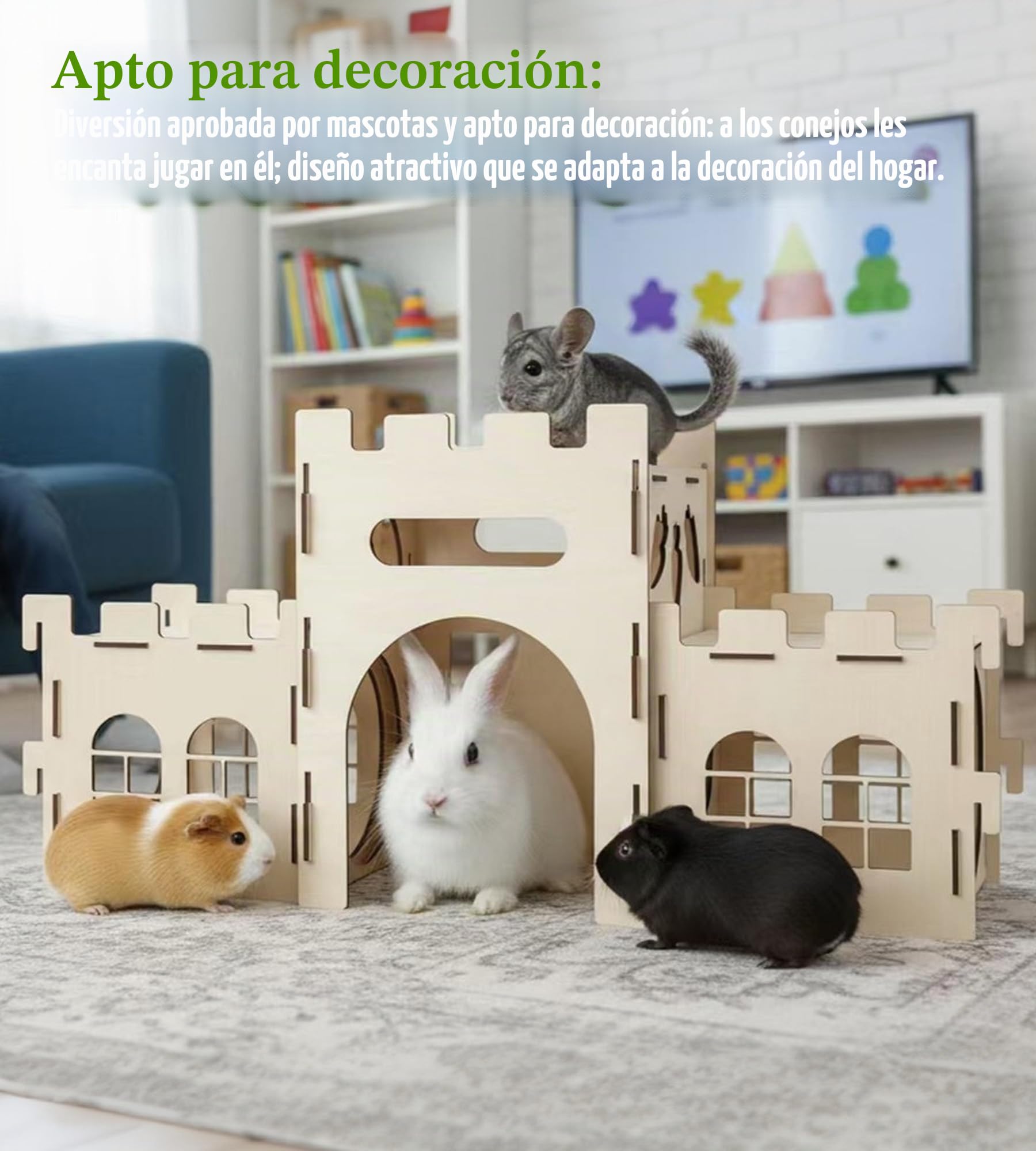 HIIMALEX Cerraduras de Conejo Extragrande para balcón Dividido para Interiores, Conejos, Torre de Escalada con túnel, casa Estable para Conejos, Hurones, cobayas, hámsters, ventiladas