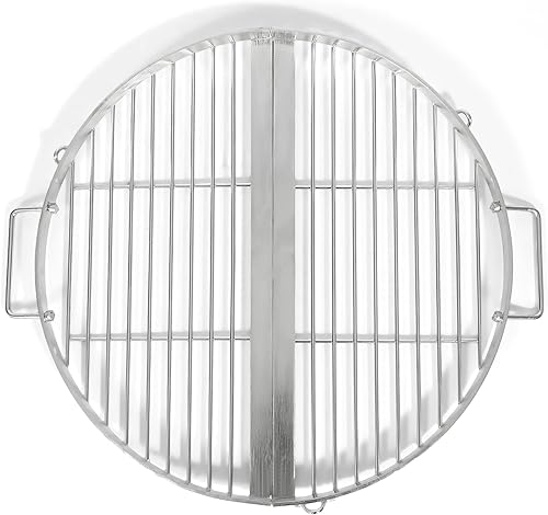 Lineslife Parrilla para fogata portátil, parrilla de acero inoxidable plegable redonda con asas, parrilla de barbacoa para fogata al aire libre para