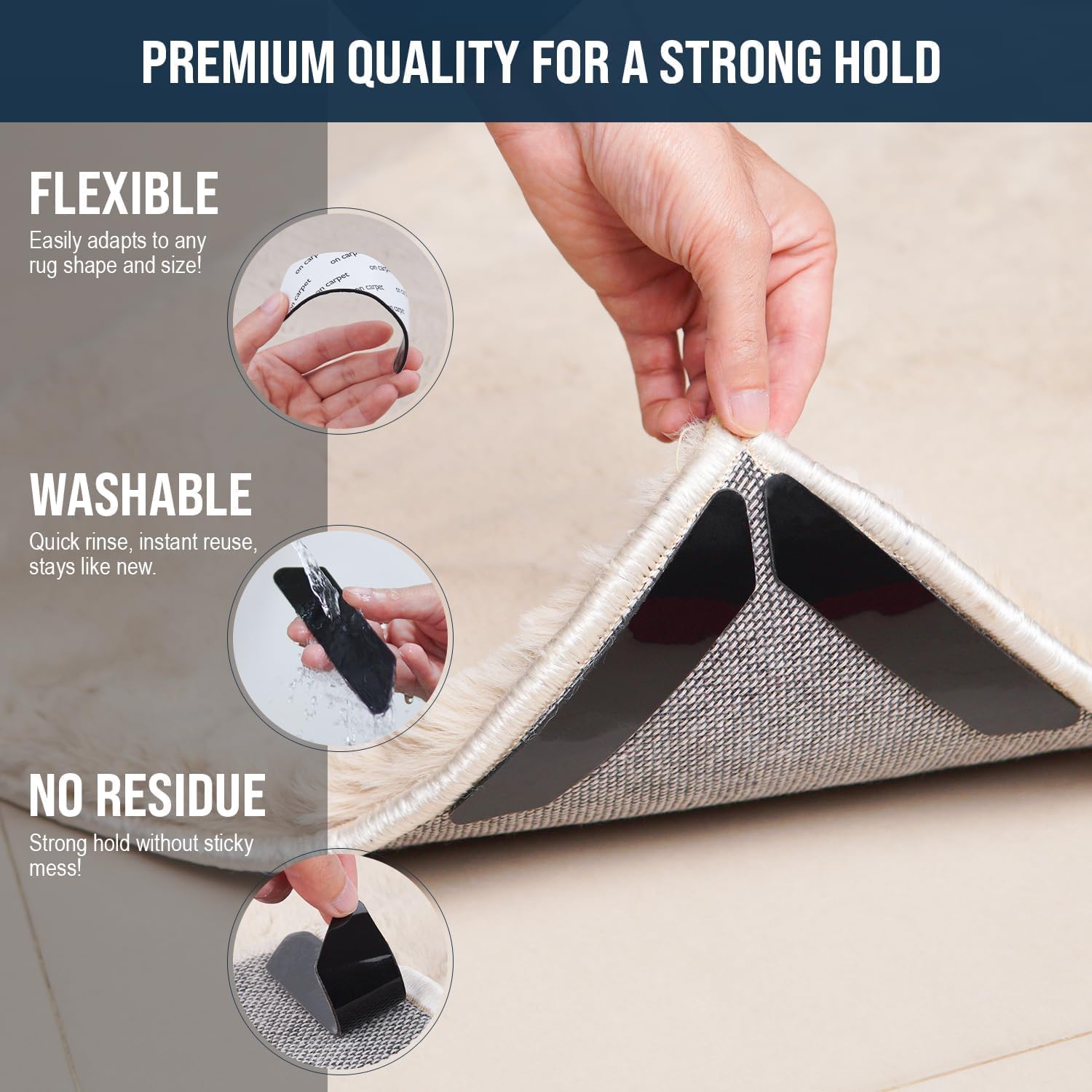 Lot de 10 pinces lavables et réutilisables pour tapis stratifiés, sols en bois dur, adaptés pour marbre, parquets et pour tous les types et tailles de tapis