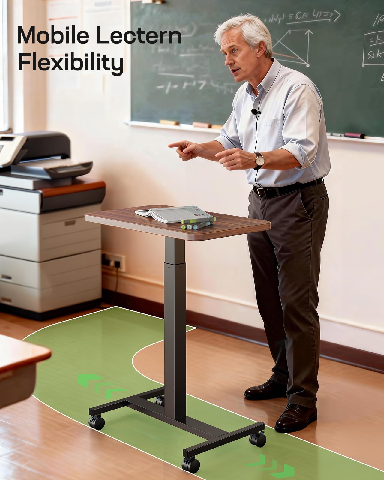 Marsail Mobile Standing Desk Wider Height Adjustable Computer Desk Rolling Sit Stand Desk with 4 Lockable Wheels Desk — view 6