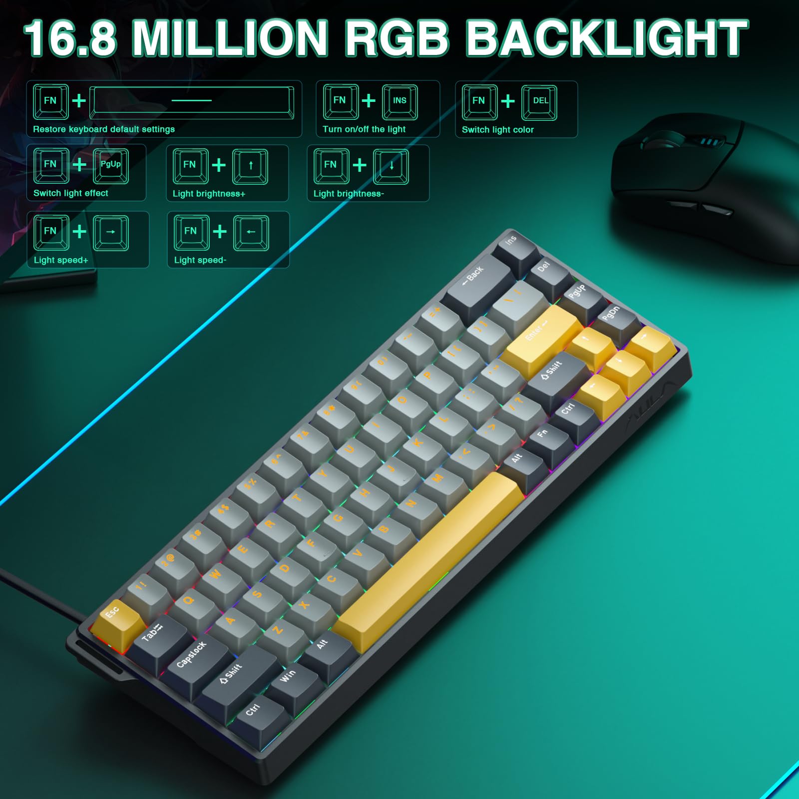 AULA WIN68 HE MAX - Teclado para juegos con efecto Hall con interruptor magnético, modo de activación rápida ajustable, tasa de sondeo de 8 KHz, teclado mecánico para juegos con cable retroiluminado
