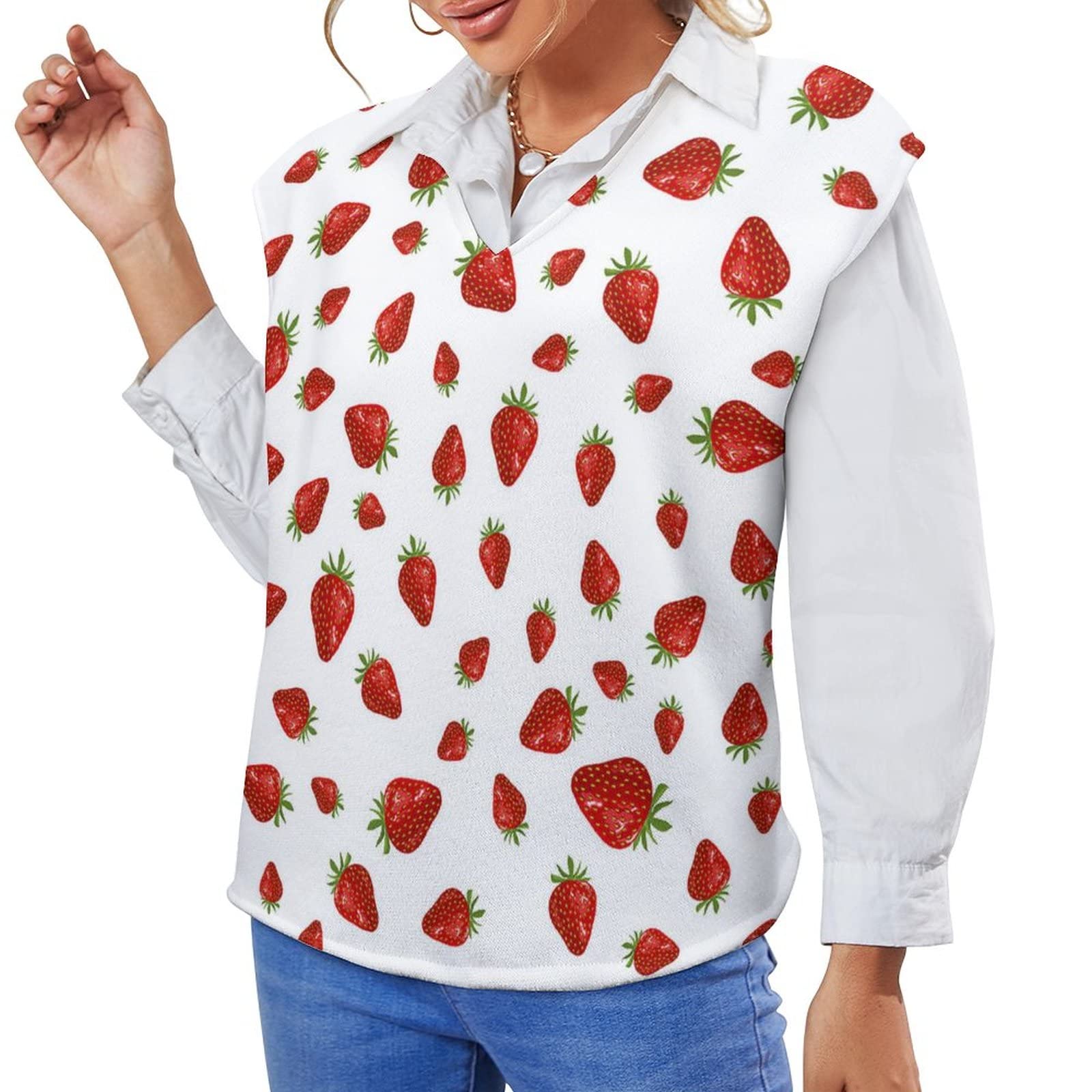 イチゴ刺繍ノースリーブベスト イチゴ刺繍ノースリーブベスト