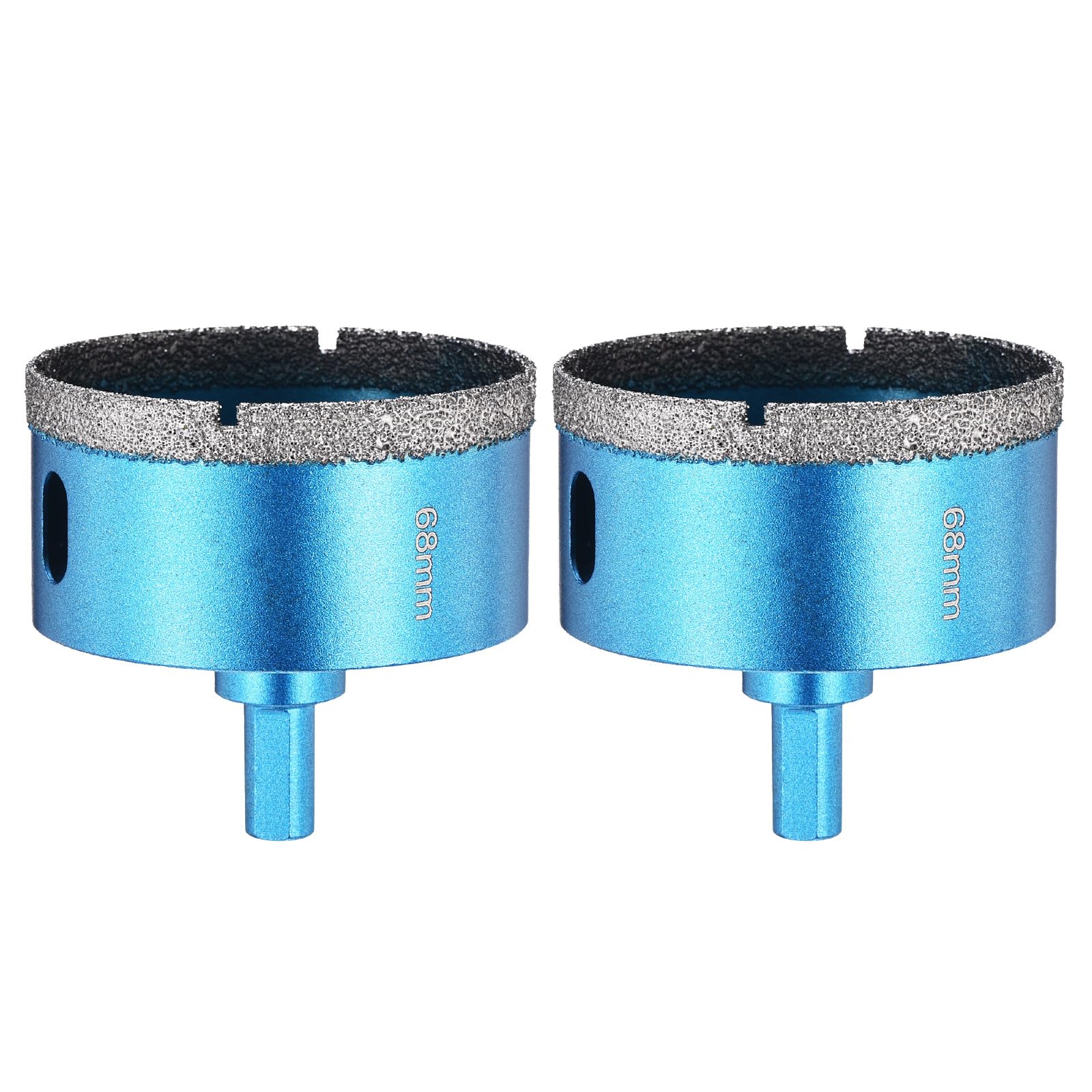 PATIKIL 2Pcs 2-11/16" Diamond Hole Saw 68mm Diamond Tip Hole Cutter 3-Flat Shank for Hand Drilling Ceramic Porcelain Marble Tiles Stone Brick Hard Material - Blue — image 1