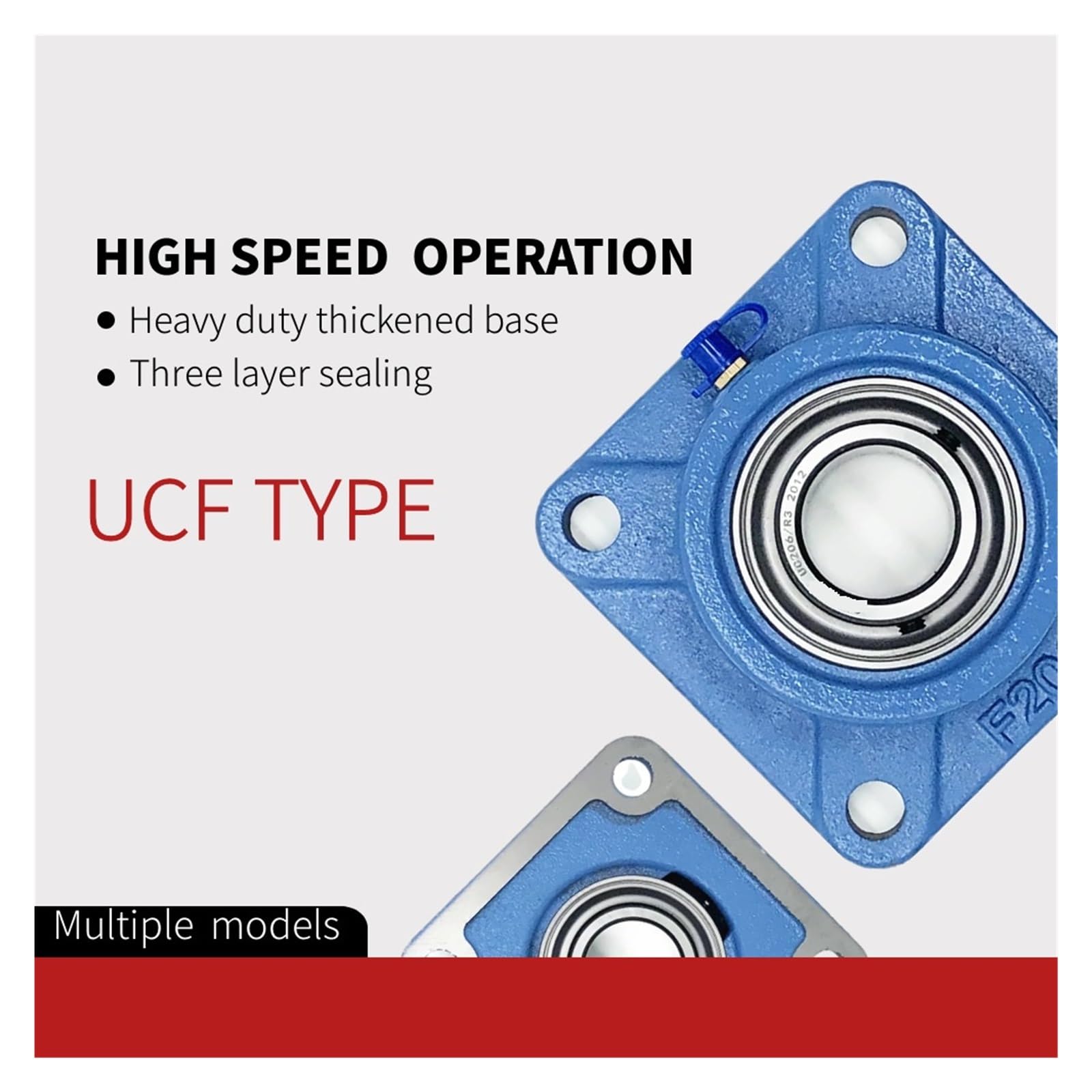 Cuscinetto con supporto integrato Cuscinetto a base quadrata, funzionamento ad alta velocità, addensato for carichi pesanti(UCF210(Inner d 50mm))