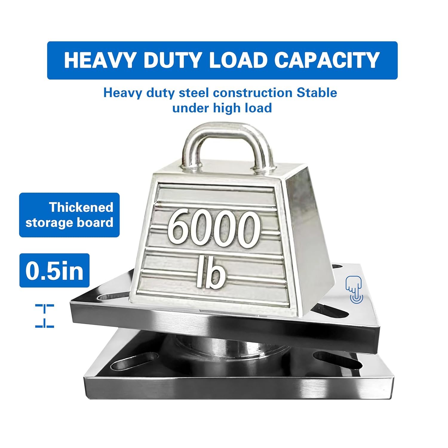 Heavy Duty Swivel Plate Turntable Bearing, 6000 lb Capacity Greaseable Kingpinless Ball Bearing, 360° Rotating with Removable Plates for Workstations & Welding Tables, 6.3" x 4.53"