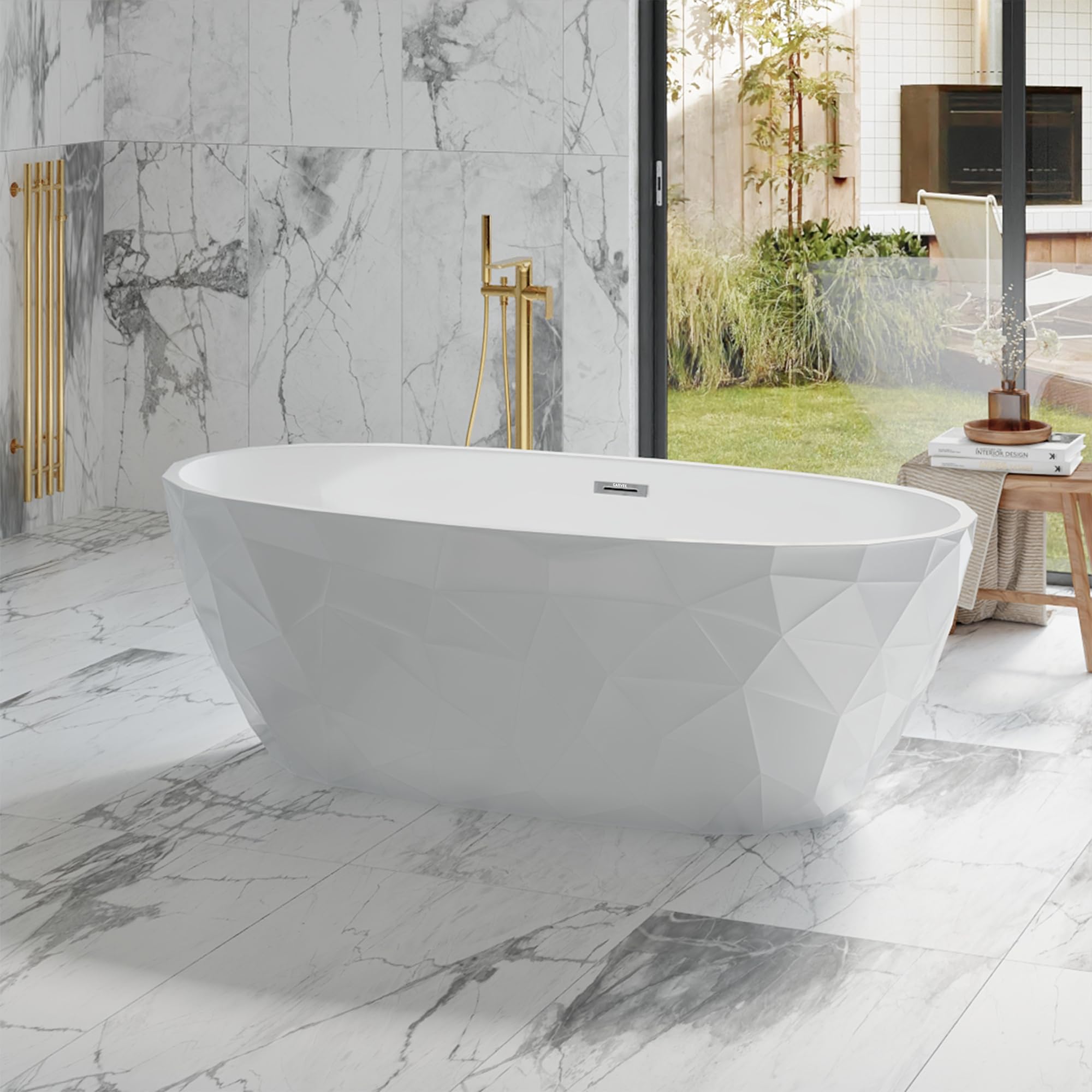 GarveeLife 67 Inch Freestanding Bathtubs, Soaking Tub, Modern Free Standing Bathtub with Integrated Overflow, Deep Ergonomic Design for Spa-Like Relaxation, Acrylic