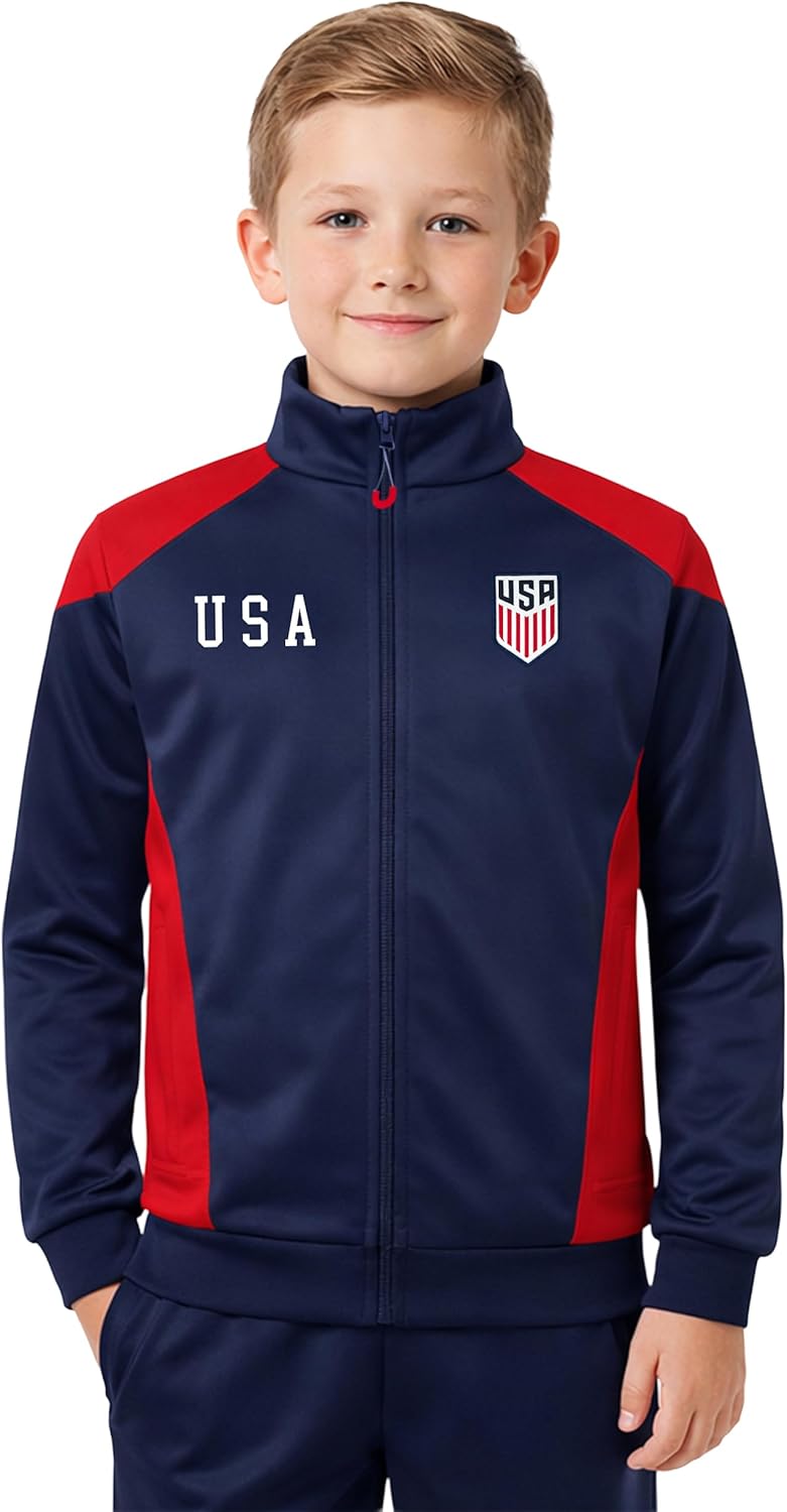 Icon Sports Officially Licensed US Soccer Federation Track Jacket - Unisex Kids