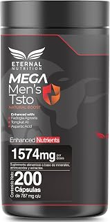 ETERNAL NUTRITION Mega Men's Testo Tongkat Ali Avanzado (200 Cápsulas) | con Maca Negra, Creatina, Zinc y Fadogia | 100 Porciones · 1574 mg | Fuerza, Energía, Rendimiento y Vitalidad Masculina Total