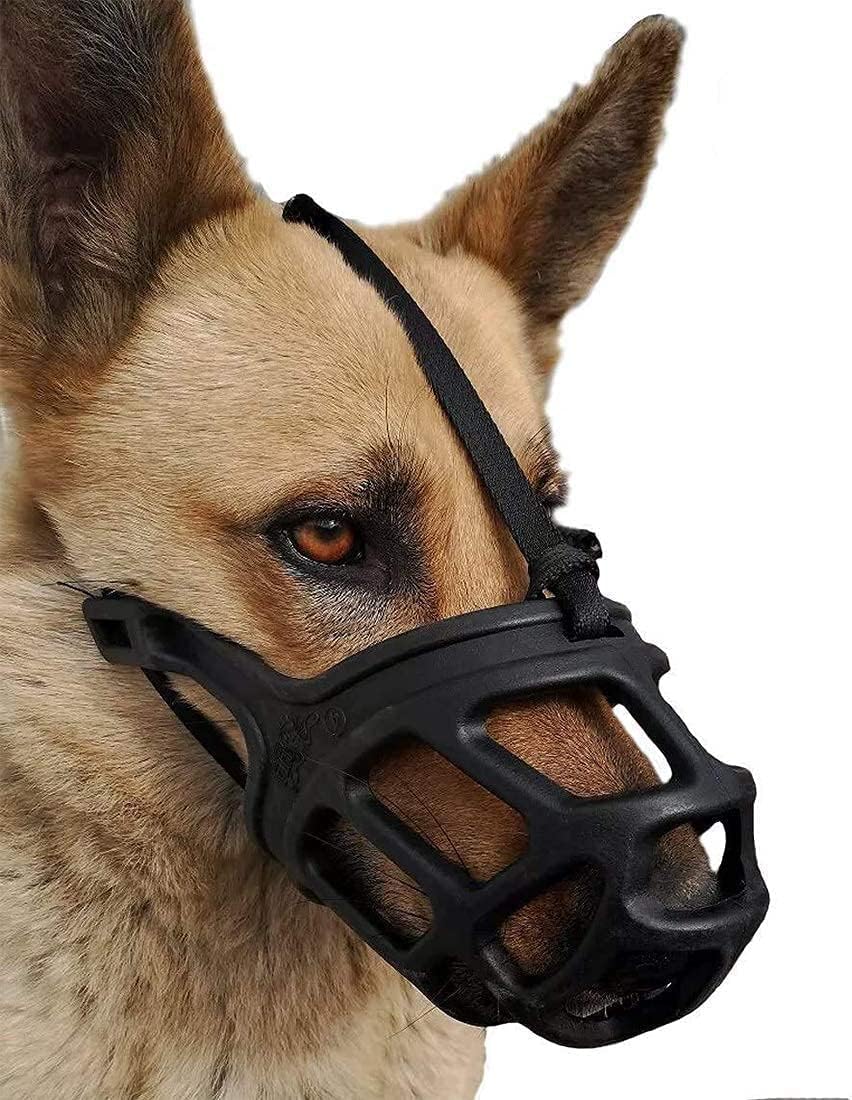 RvPaws Adjustable Dog Muzzle Cum Mouth Cover - Dogs for Medium Size (Black, Medium)
